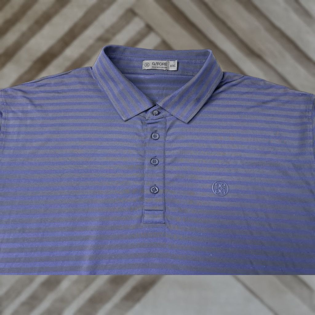 G/FORE G/Fore Polo Shirt Mens XXL Blue Striped Short Sleeve Collared Breathable Lightweight Golf Performance Regular Fit Size US XXL / EU 58 / 5 - 1 Thumbnail