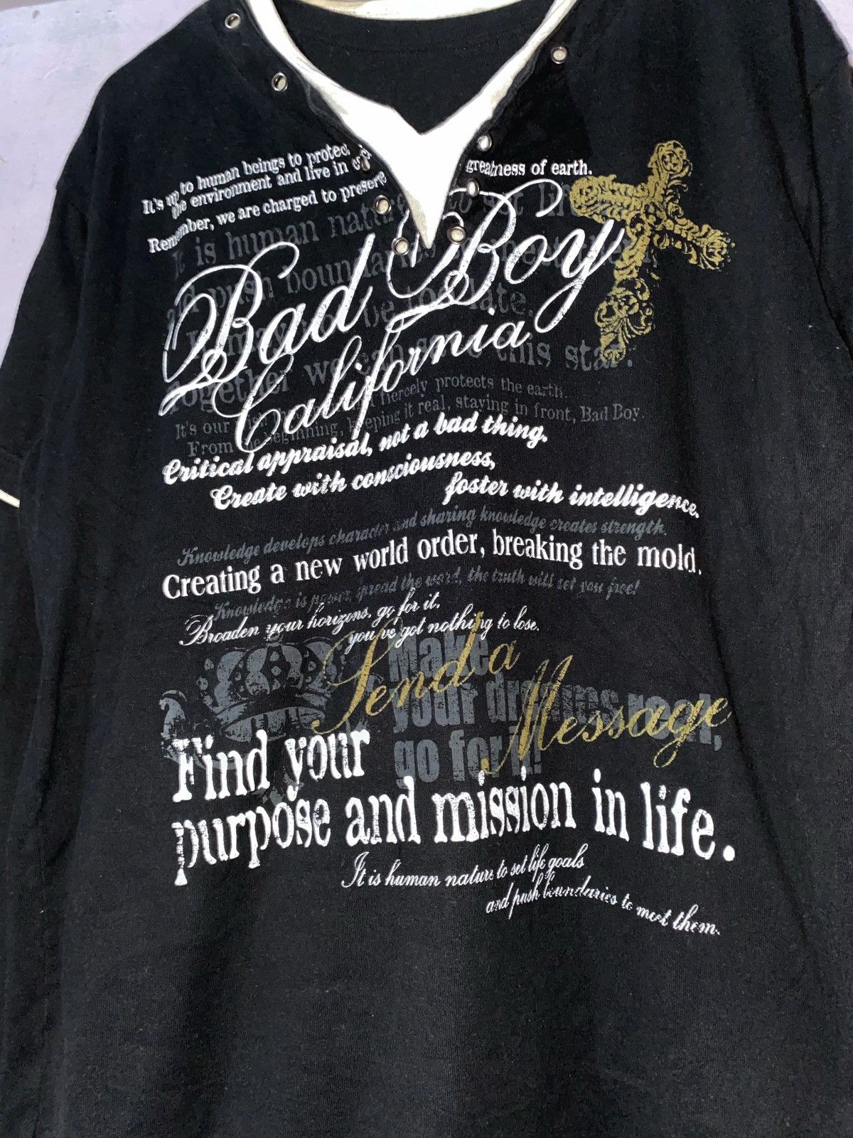 If Six Was Nine × KMRii × Le Grande Bleu (L.G.B.) BadBoy Cross Poem Seditionaries Double Layer Longsleeve Size US L / EU 52-54 / 3 - 3 Thumbnail