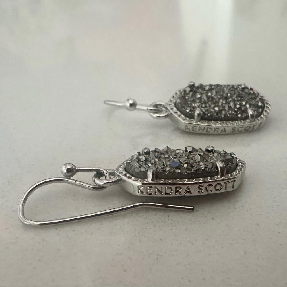Kendra Scott Kendra Scott Lee Silver Platinum Drusy Small Drop Earrings Size ONE SIZE - 4 Thumbnail