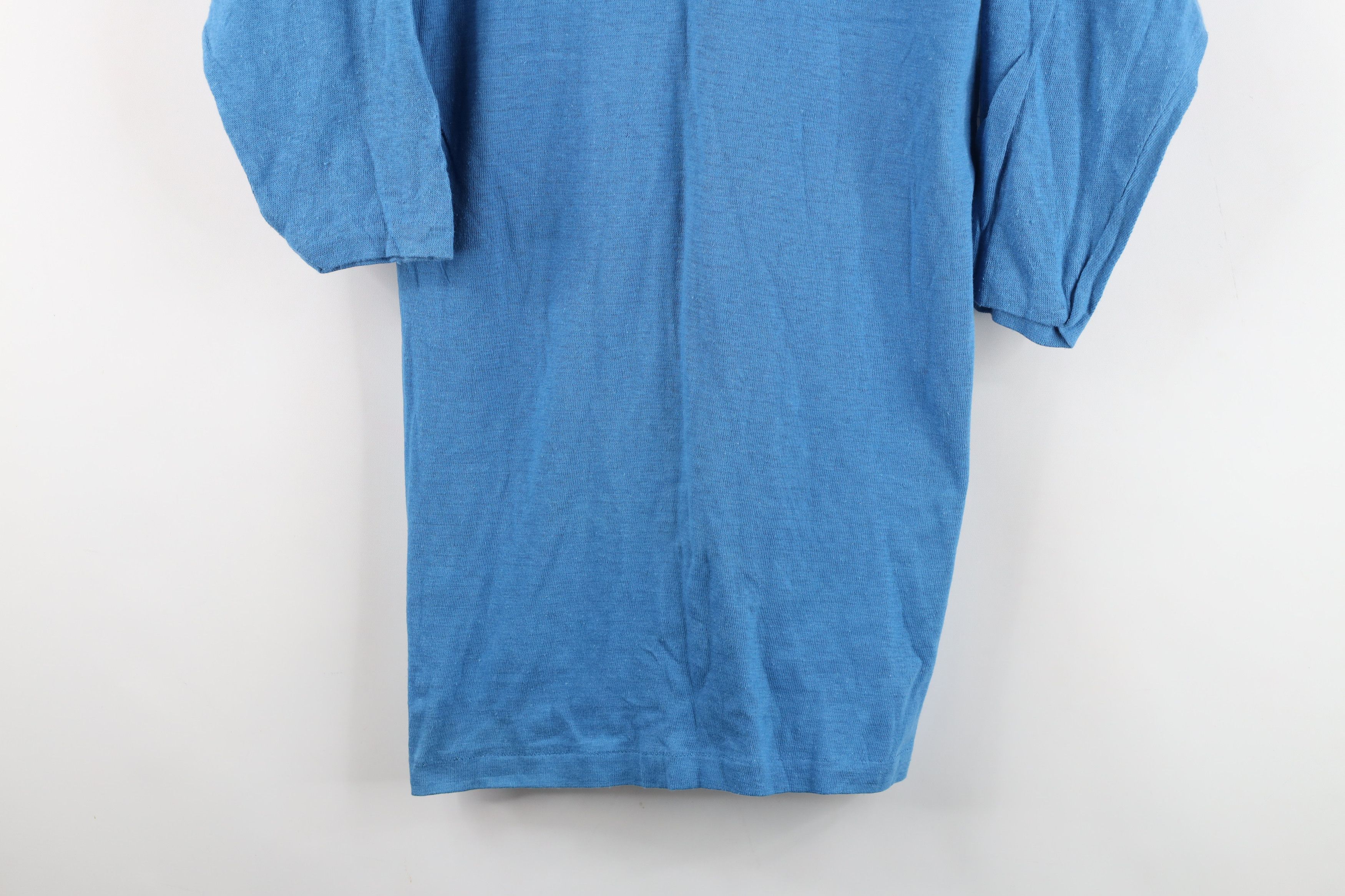 Vintage Deadstock Vintage 60s 70s Jersey T-Shirt Blue USA Cotton Size US S / EU 44-46 / 1 - 3 Thumbnail