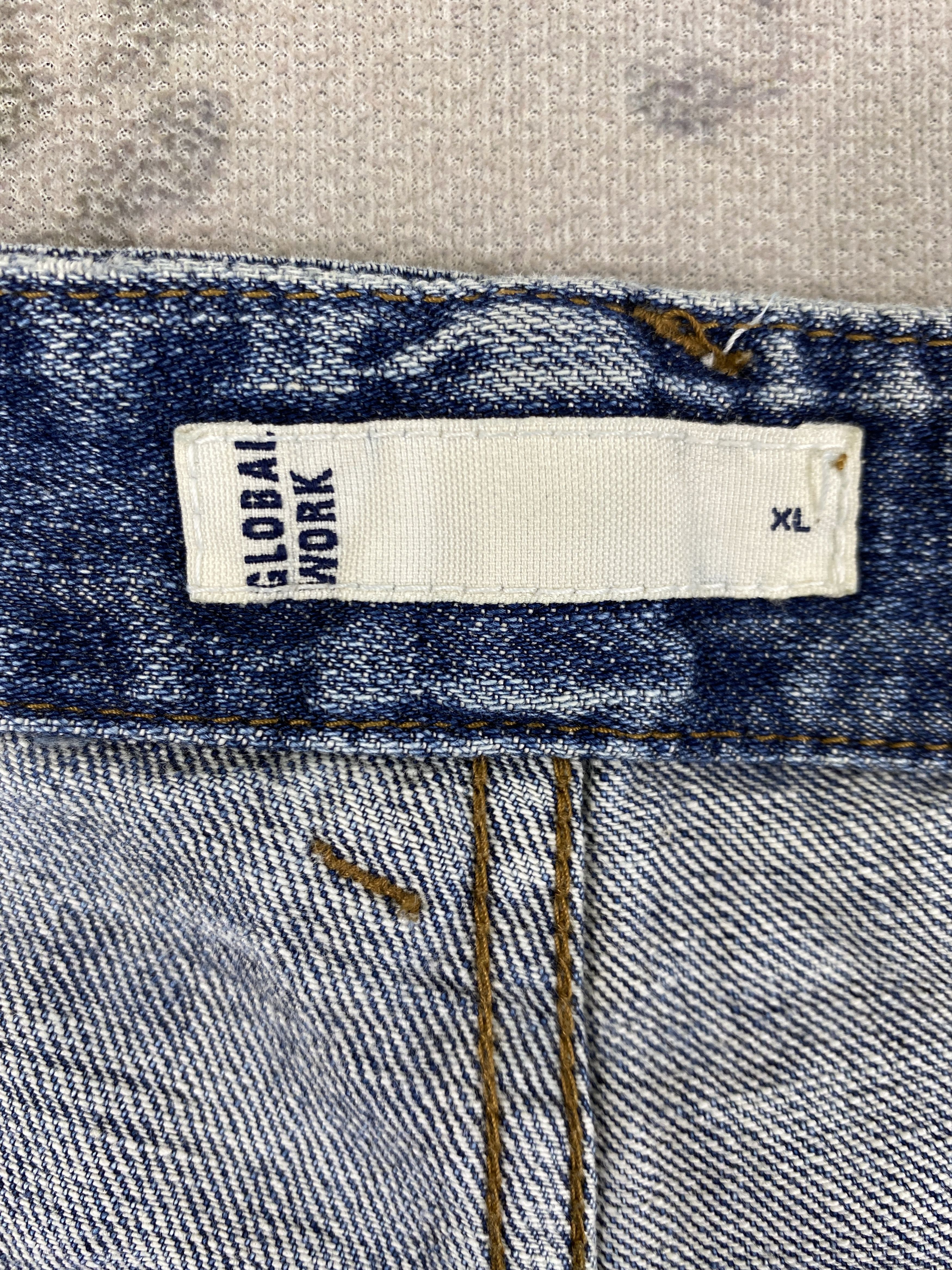 Japanese Brand Distressed Blue Global Work Jeans 33x29 Denim- JN3524 Size US 33 - 9 Thumbnail