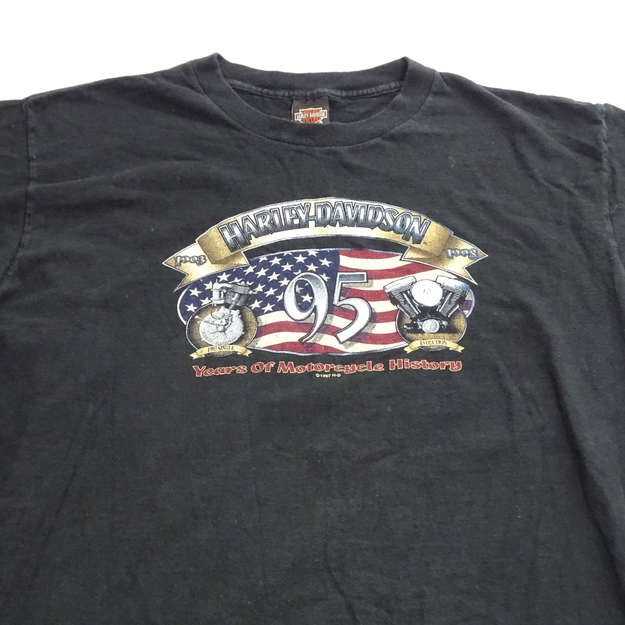 Harley Davidson Harley Davidson 1997 95th Anniversary Black Graphic T-Shirt Size US XL / EU 56 / 4 - 2 Thumbnail