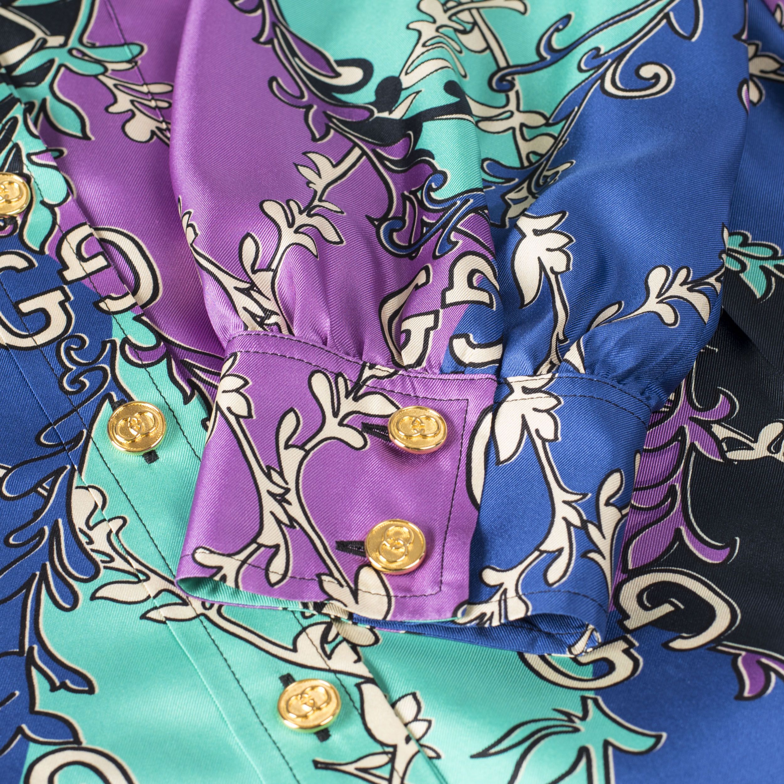 Gucci Silk GG Rhombus Ramage Shirt Dress With Chain Belt Size M / US 6-8 / IT 42-44 - 11 Thumbnail