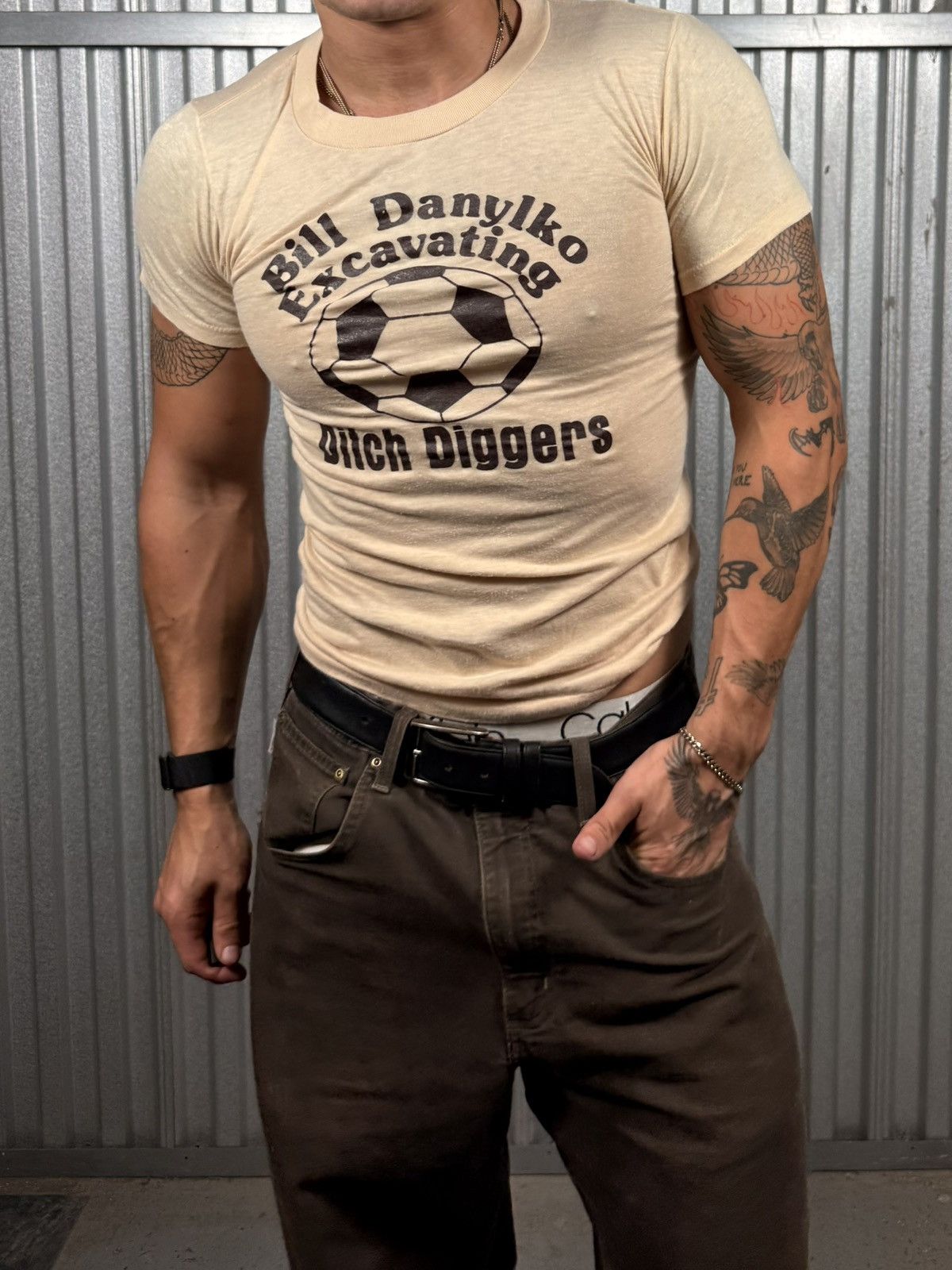Vintage Vintage 70s Style Ditch Digger Single Stitch Soccer Tee Size US S / EU 44-46 / 1 - 1 Thumbnail