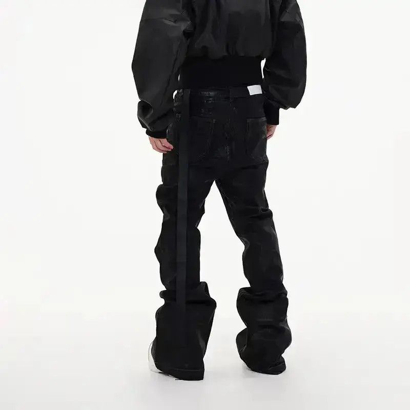Japanese Brand Street Vintage Rock Brushed Wax Coated Micro Flare Y2K Jeans Size US 32 / EU 48 - 3 Thumbnail