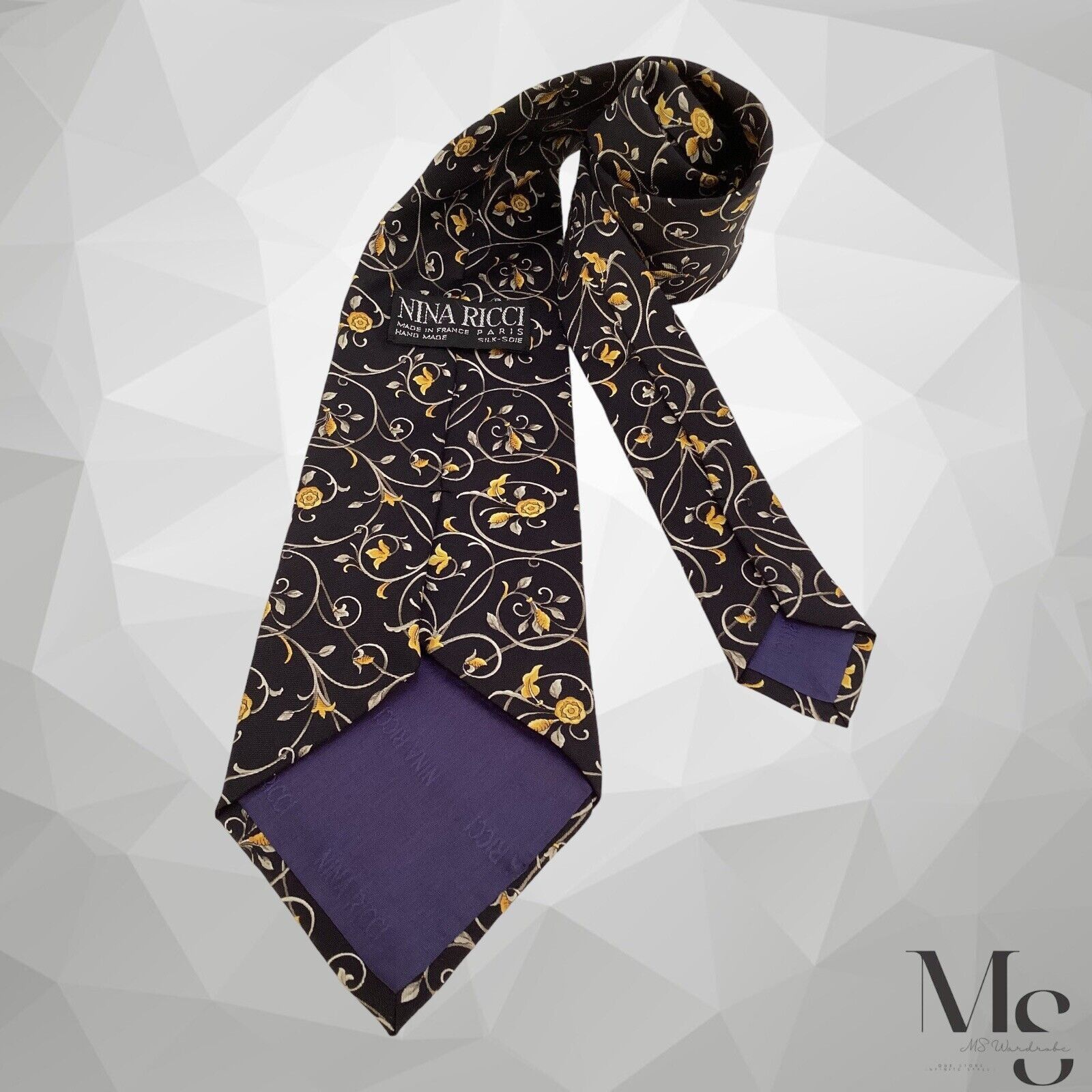 Other NINA RICCI Black Baroque Silk Tie Hand Made In France W: 4" Size ONE SIZE - 2 Thumbnail