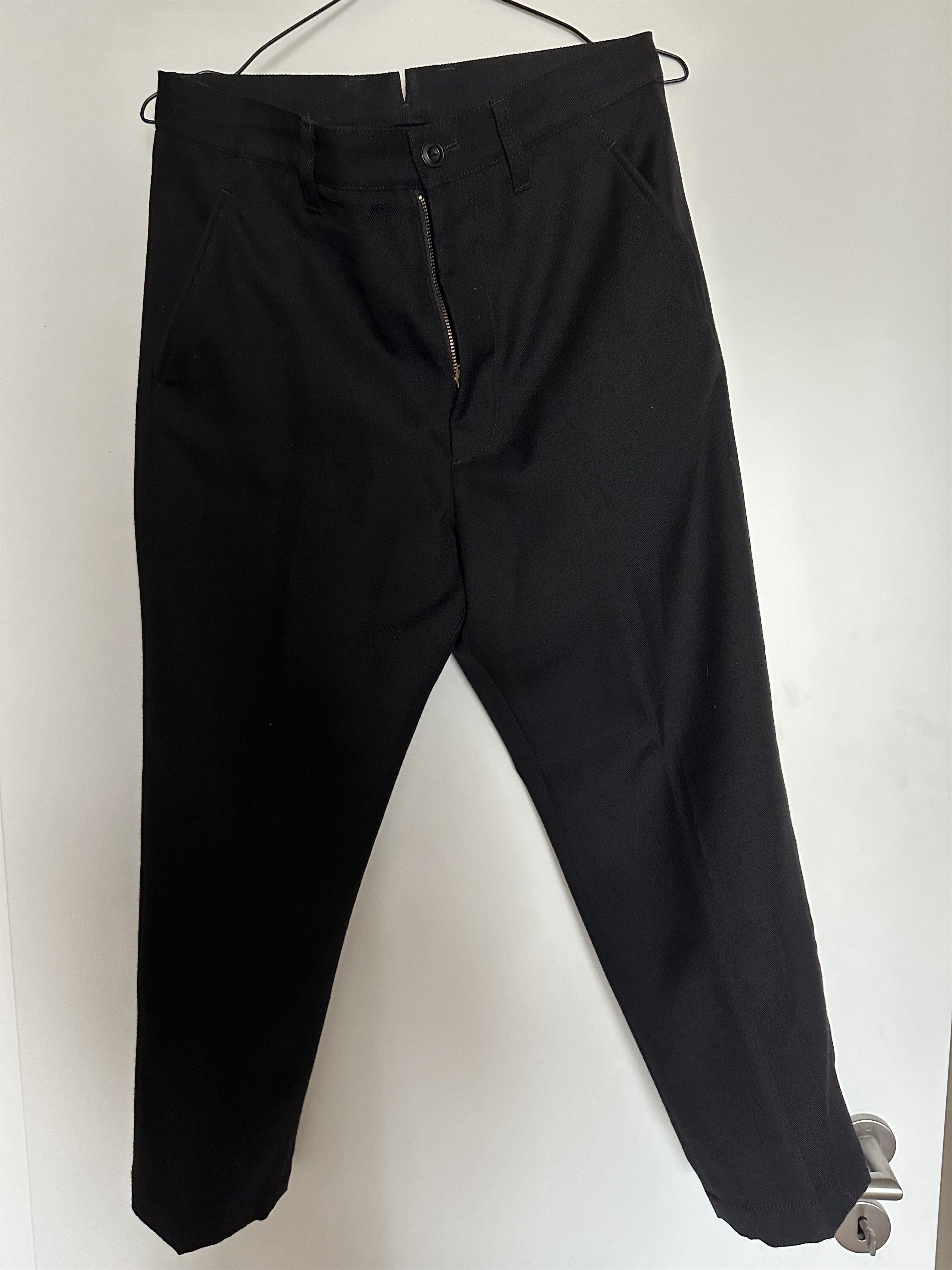 image of Junya Watanabe Cropped Tapered Wool Pants in Black, Men's (Size 30)