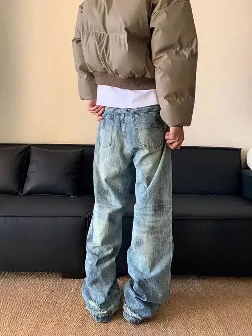 VIBE Vintage washed dirty high street Y2K baggy jeans Size US 32 / EU 48 - 1 Thumbnail