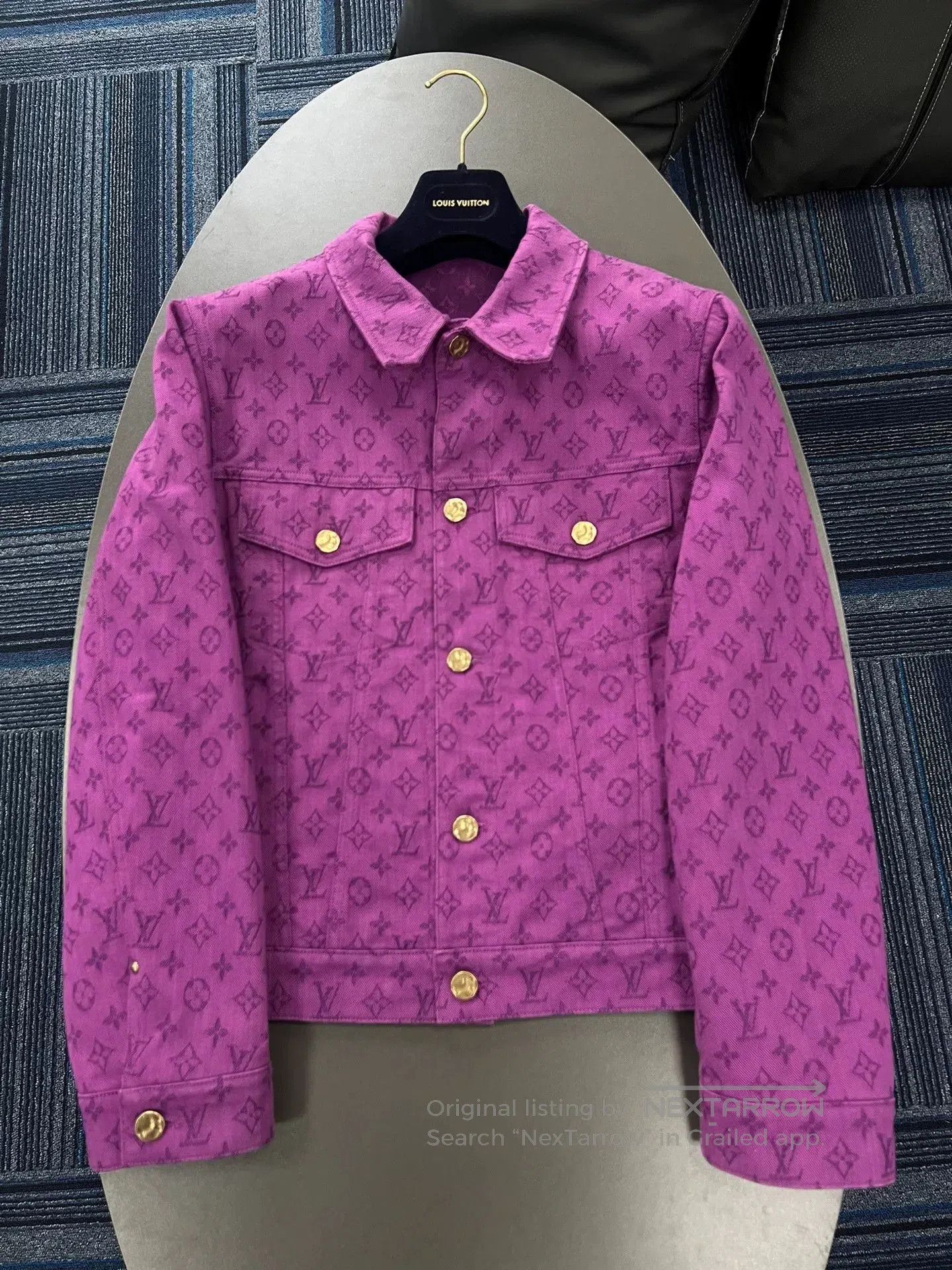 purple LV monogram denim jacket size 48.