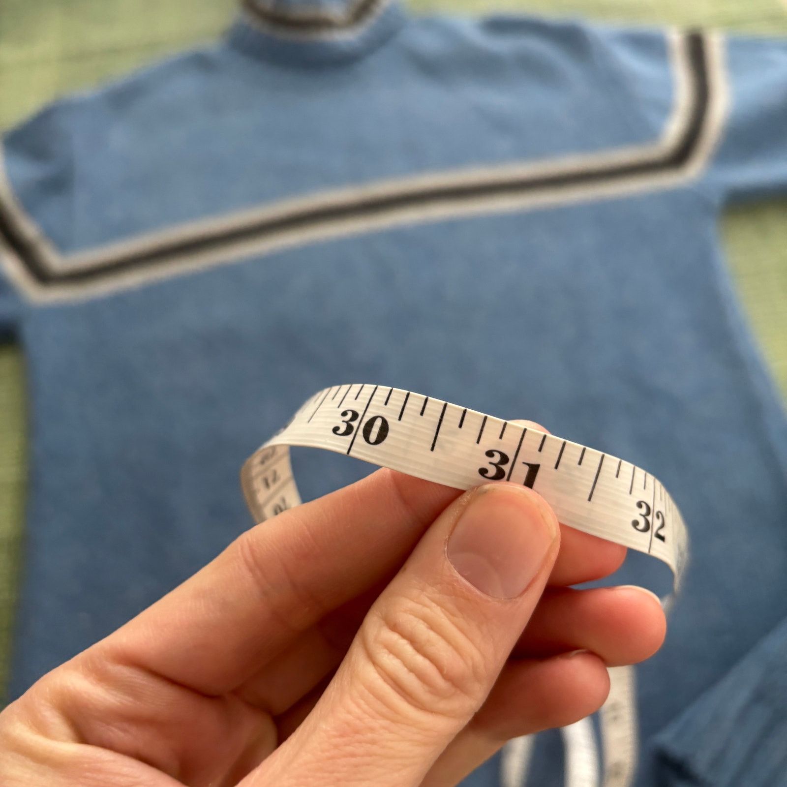 Vintage Vintage 1990s blue single stripe wool turtleneck sweater Size US XL / EU 56 / 4 - 11 Thumbnail