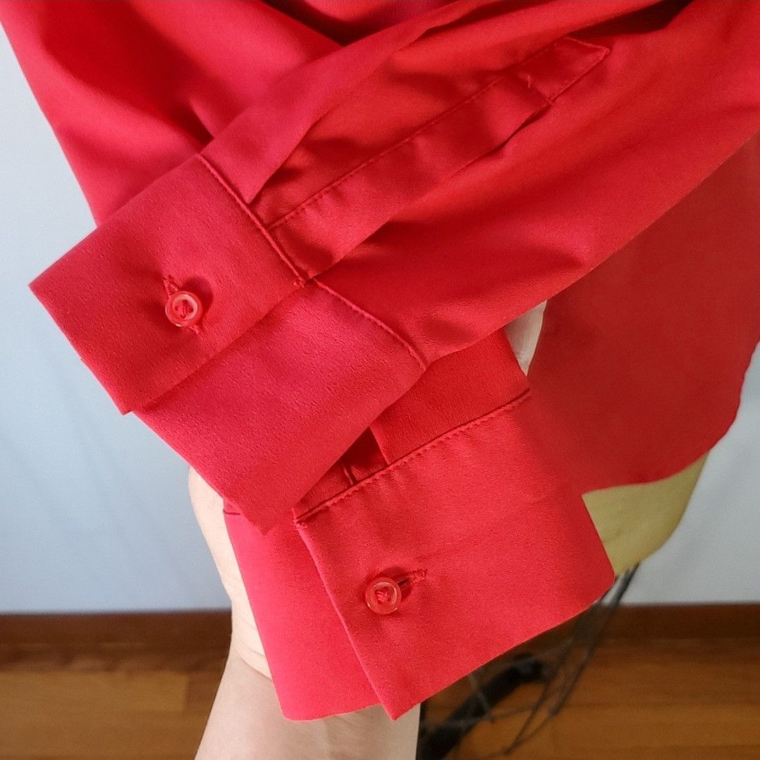Other Jaclyn Smith Size M NEW Blouse Top Red Chiffon Rouched Long Size M / US 6-8 / IT 42-44 - 6 Thumbnail