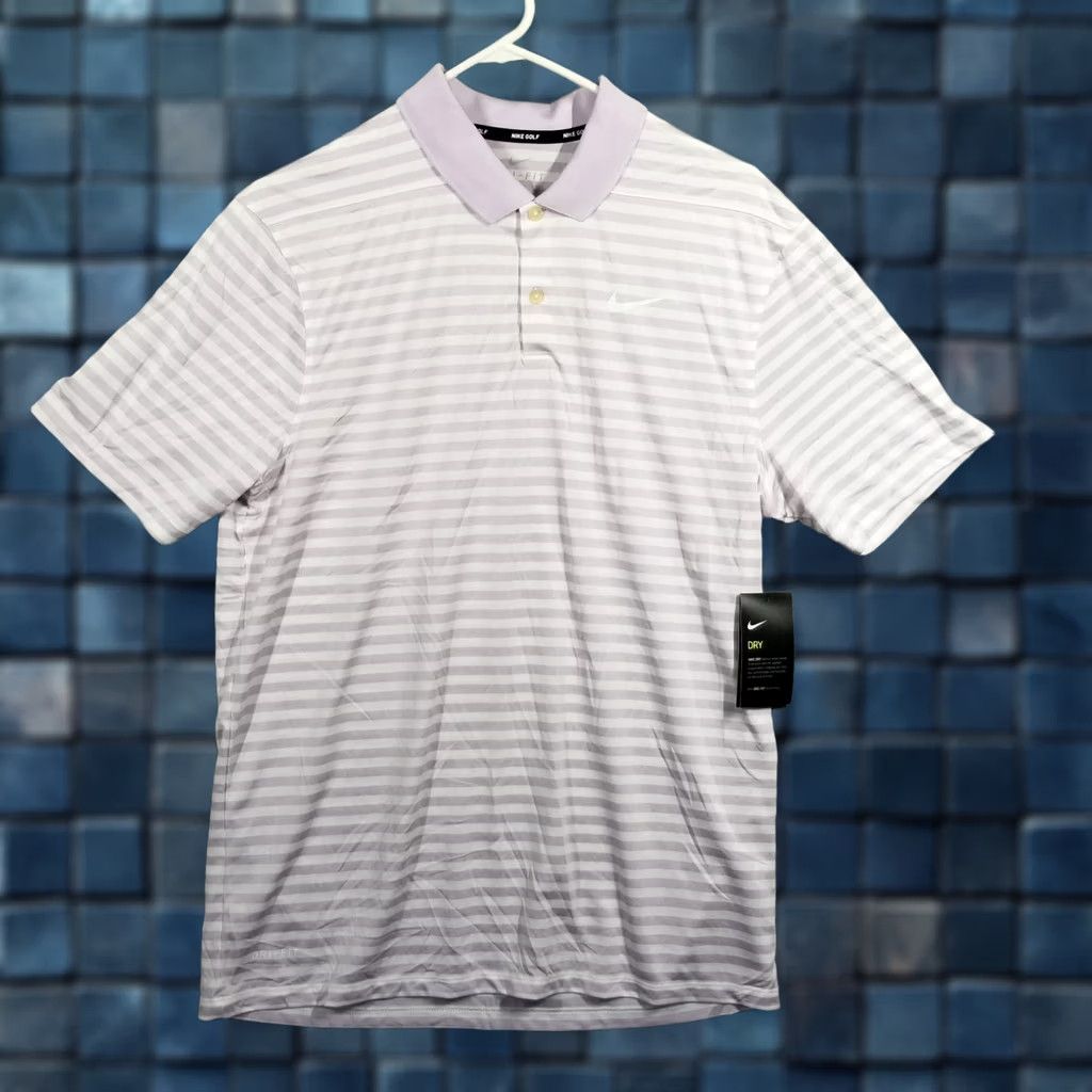 Nike Nike Golf Polo Shirt M Mens Purple White Striped Dri-FIT Victory 91% Polyester 9% Spandex Short Sleeve Breathable Activewear Polo Size US M / EU 48-50 / 2 - 1 Thumbnail
