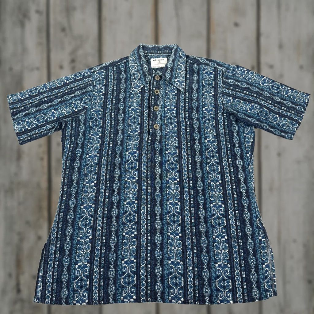 Arrow Vintage Arrow Striped Button-Up Shirt Mens Medium Blue Popover Size US M / EU 48-50 / 2 - 1 Thumbnail