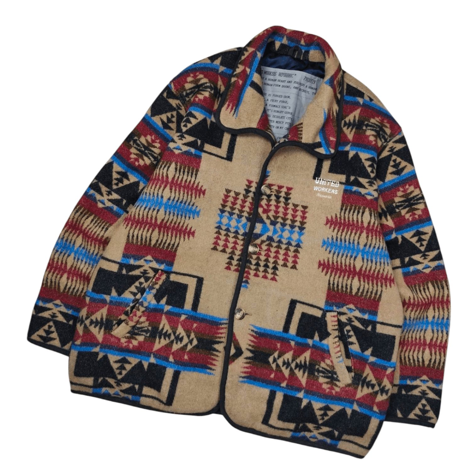 Designer United Workers Navajo Pattern Wool Coat Jacket Size US L / EU 52-54 / 3 - 2 Thumbnail