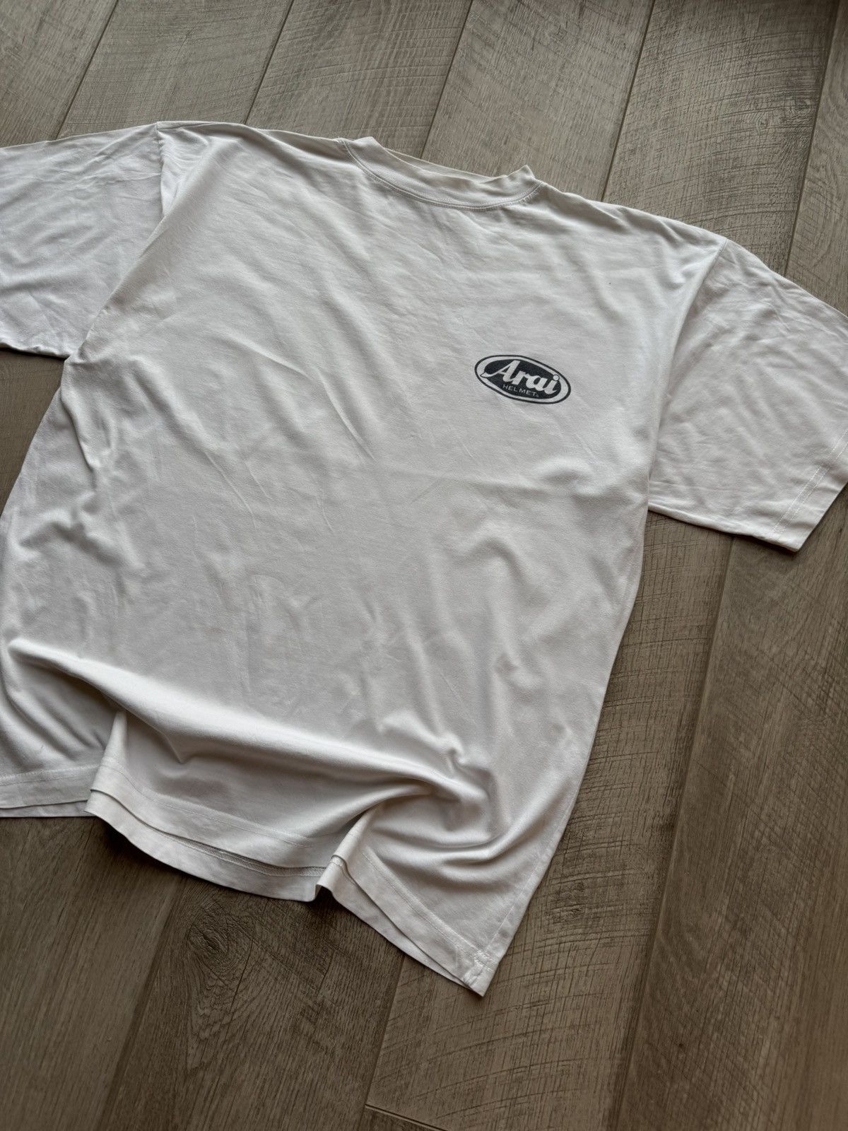 Vintage Vintage 90s Arai Helmet Racing T-Shirt Size US XL / EU 56 / 4 - 2 Thumbnail