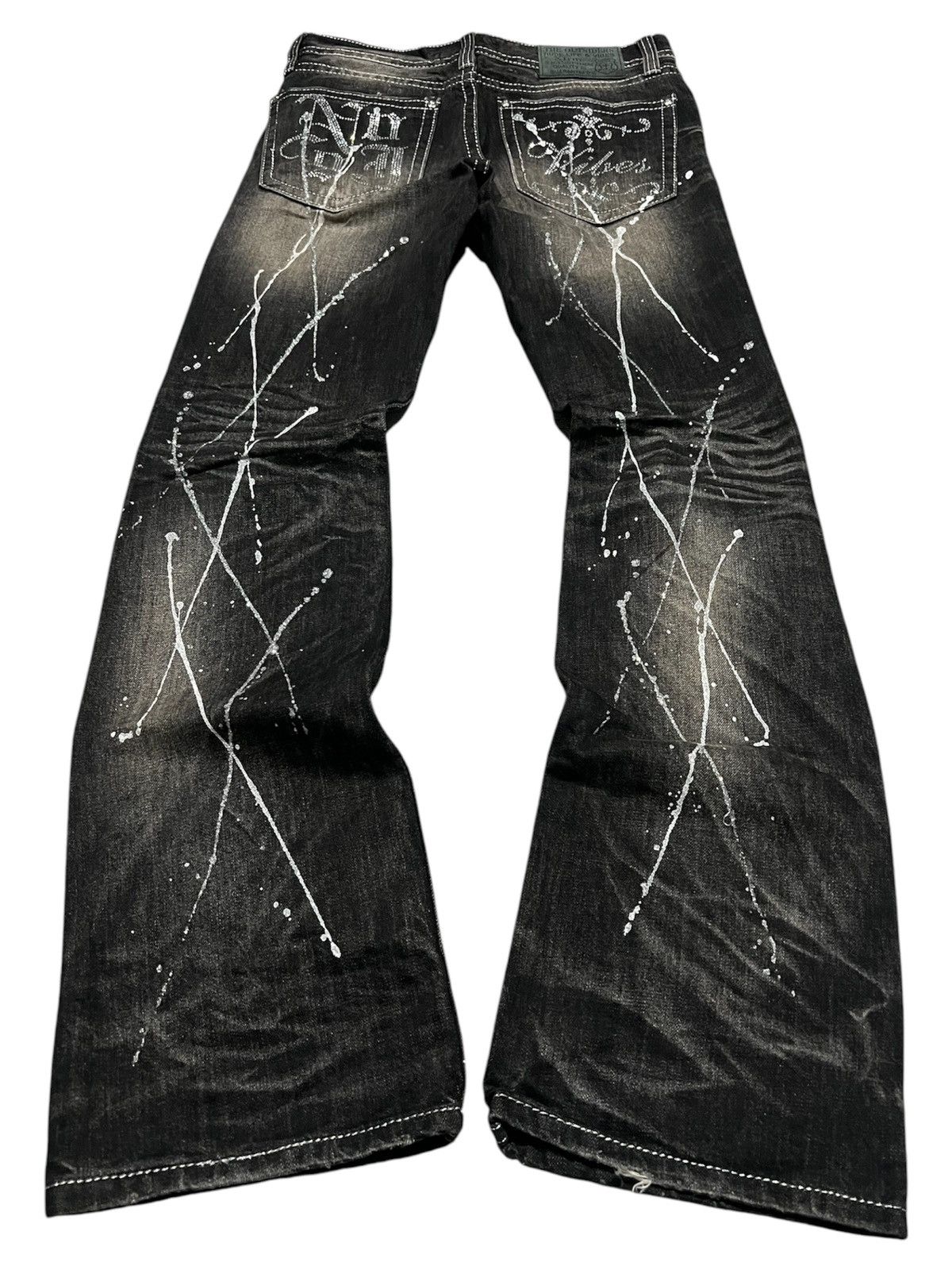 If Six Was Nine Xfrm Studded Swarovski Mudwash Flared Jeans Size US 30 / EU 46 - 1 Thumbnail