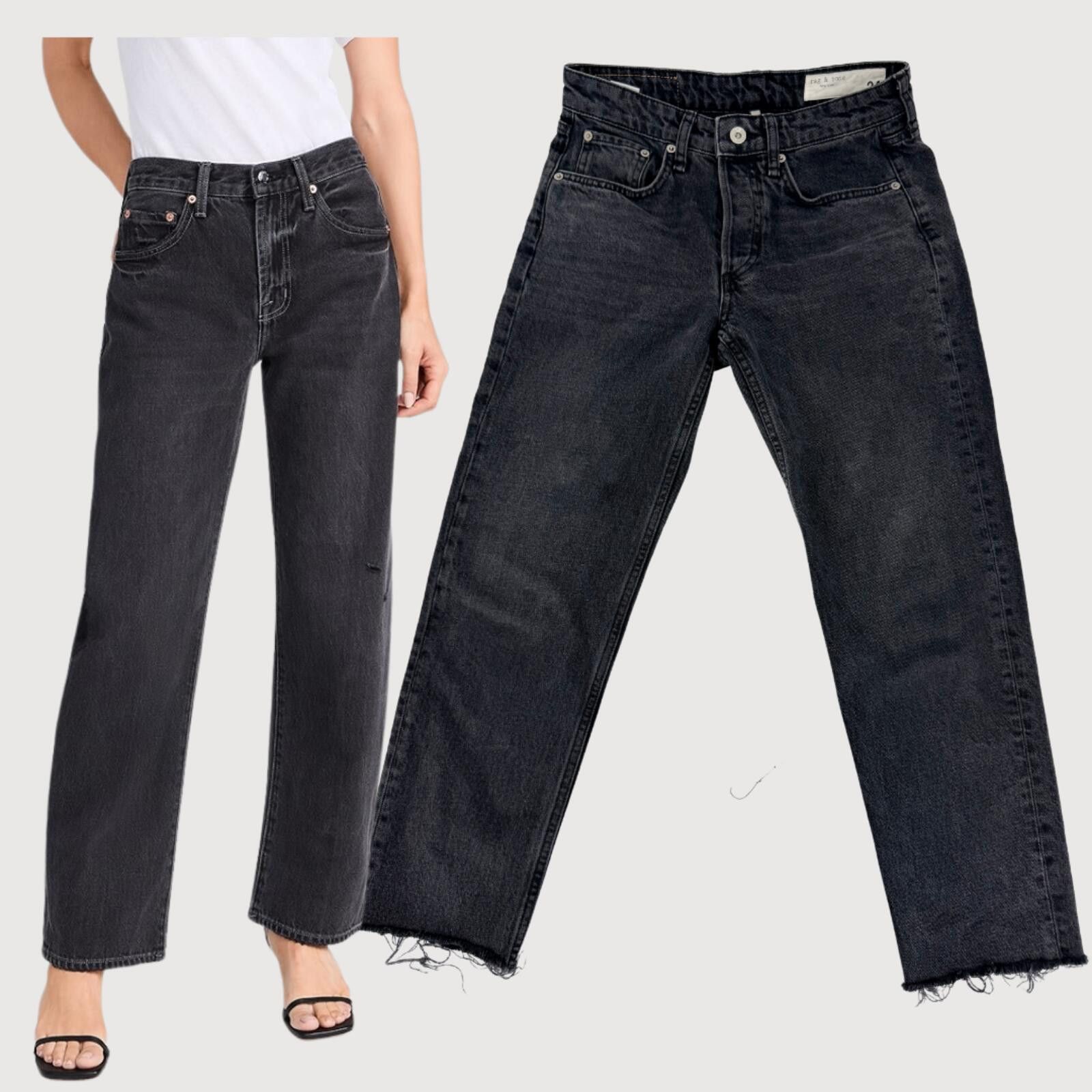 Rag & Bone Rag & Bone Rosa Boyfriend Jeans Fray Hem Black 24 Size 24" / US 00 / IT 34 - 1 Thumbnail