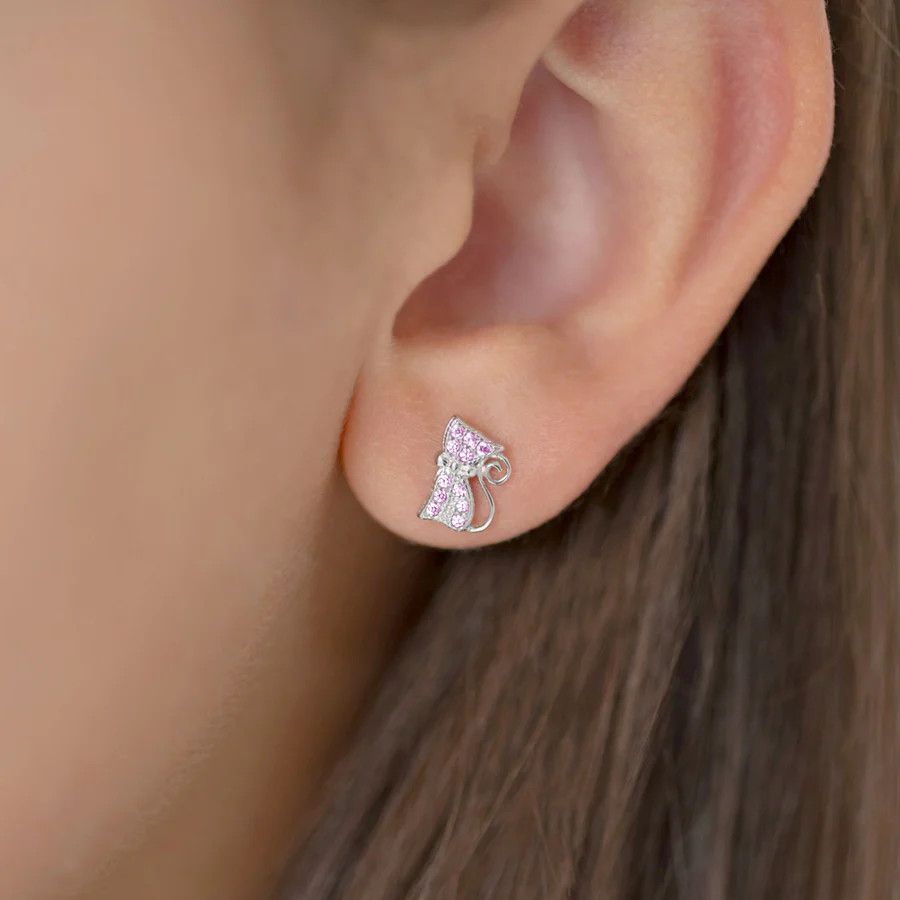 Other Sassy Kitty Cat Kids Earrings - Sterling Silver Size ONE SIZE - 3 Thumbnail