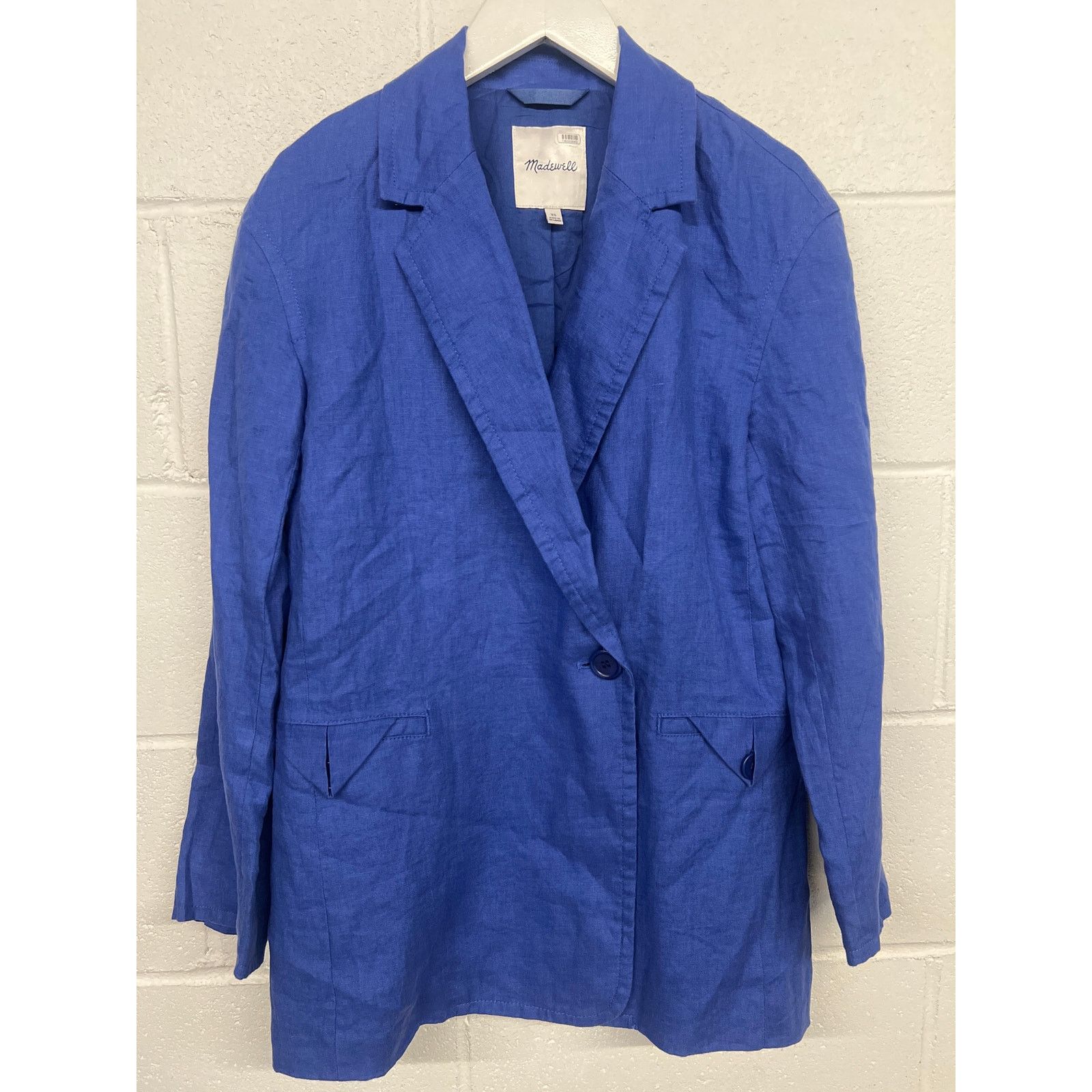Madewell Madewell Sz XS Blue Double-Breasted Oversized Blazer Linen Size XS / US 0-2 / IT 36-38 - 4 Thumbnail