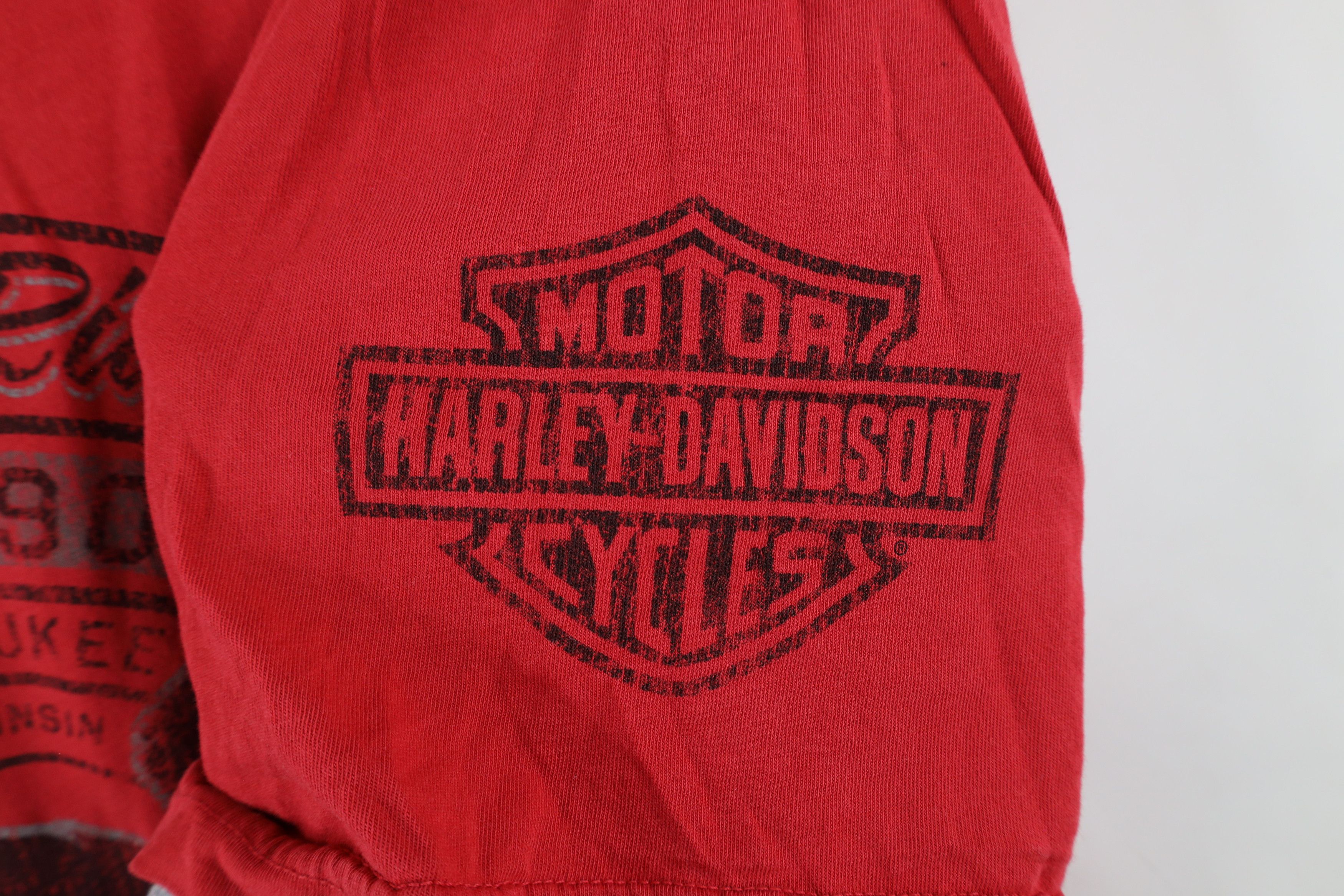 Harley Davidson × Vintage Vintage Y2K Harley Davidson Spell Out Eagle T-Shirt Red Size US XL / EU 56 / 4 - 4 Thumbnail