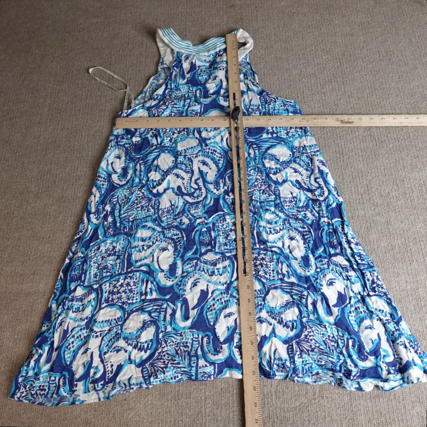 Lilly Pulitzer Lilly Pulitzer Dress Women's Medium Blue All Elephants Swing Achelle Size M / US 6-8 / IT 42-44 - 6 Thumbnail