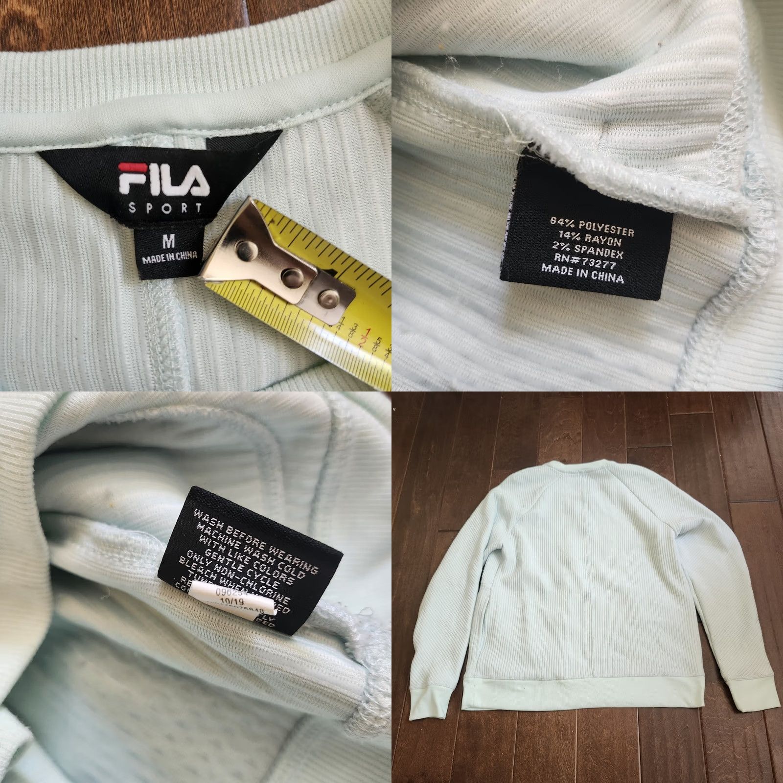 Fila Fila Sweater Women Blue Solid Long Sleeve Crew Neck Pockets Outdoor Casual Size M - Women's Pullover" Size M / US 6-8 / IT 42-44 - 9 Thumbnail