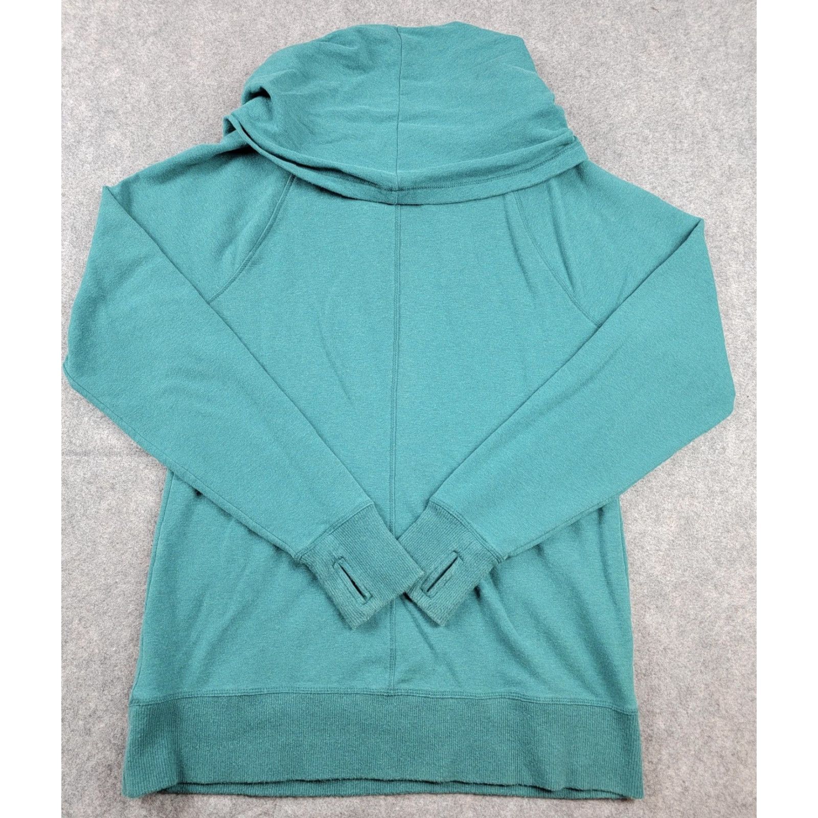 Vintage L.L.Bean Sweatshirt Womens M Green Cowl Neck Pullover Pocket Thumbholes Size M / US 6-8 / IT 42-44 - 6 Thumbnail