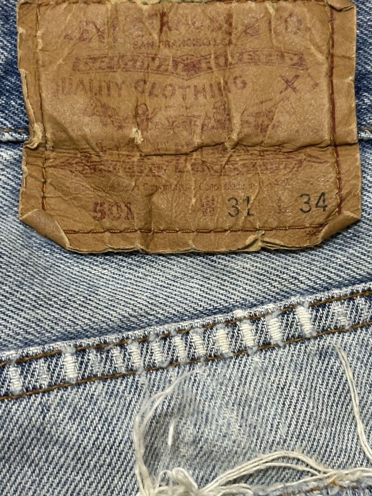 Levi's Vintage 80s Levis 501 Blue Wash Distressed Style Loose Jeans Size US 30 / EU 46 - 9 Thumbnail