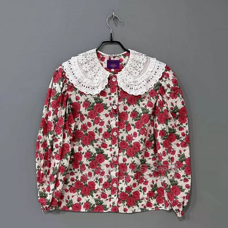 Other Miu Miu 40 Rose flower doll collar shirt Size M / US 6-8 / IT 42-44 - 1 Thumbnail