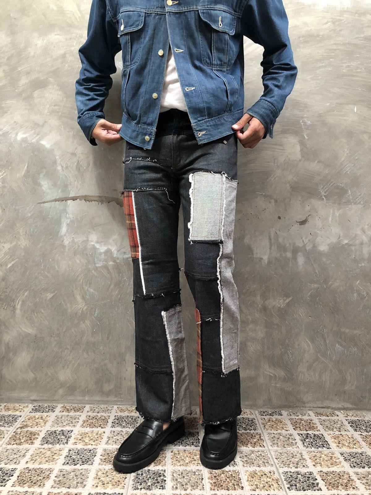 Japanese Brand Y2K Betty’s Blue Patchwork Grunge Style Denim Size US 28 / EU 44 - 2 Thumbnail