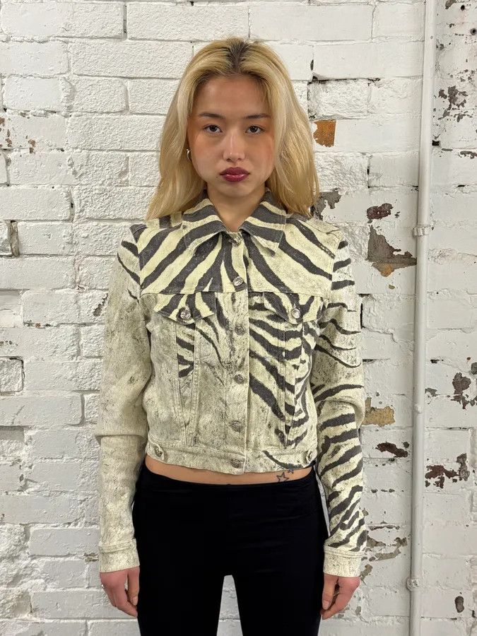 Roberto Cavalli SS1999 Roberto Cavalli Zebra Marble Buttoned Cropped Jacket Size M / US 6-8 / IT 42-44 - 2 Thumbnail