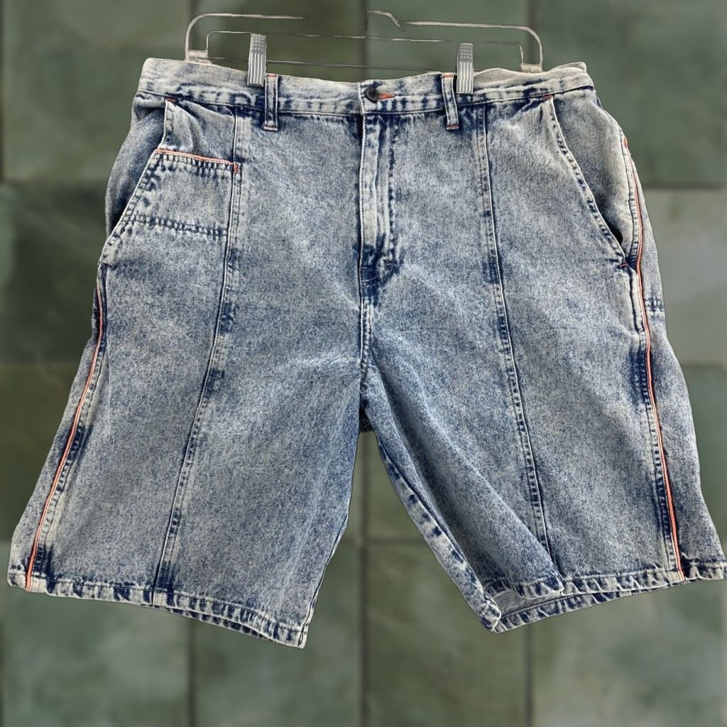 Vintage VTG Brittania Sport Shorts Mens Large Blue Stone Wash Stretch Waist COTTON Size US 33 - 1 Thumbnail