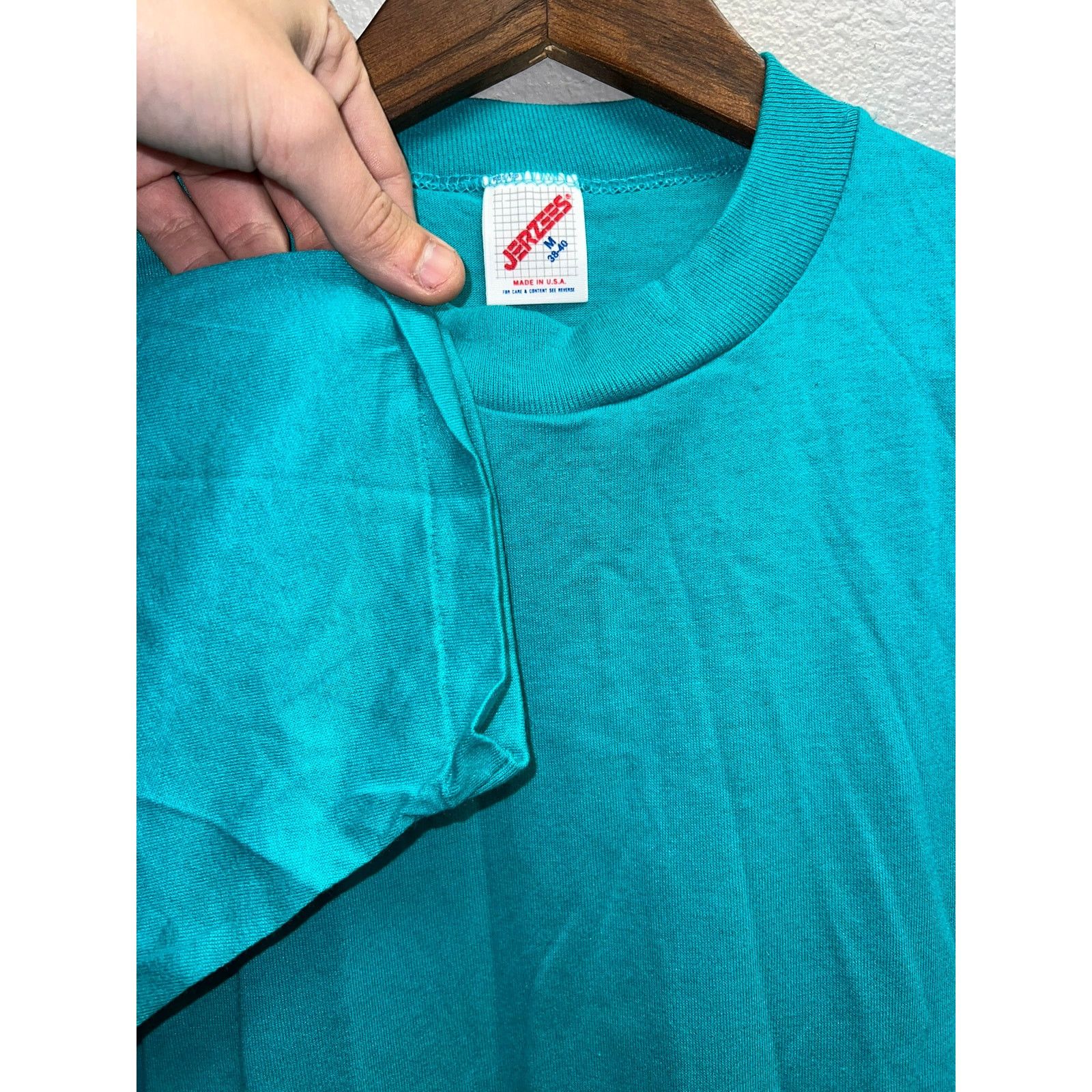 Jerzees 90s Vintage Jerzees Teal Green Blank Shirt 50/50 VTG 1990s M Size US M / EU 48-50 / 2 - 5 Thumbnail