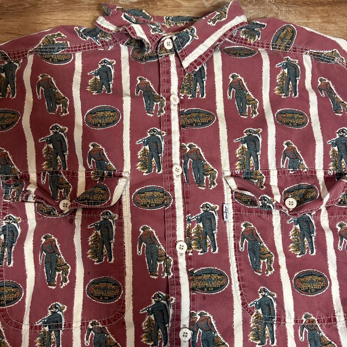 Levi's Vintage 90s Levis Western Cowboy Theme All Over Print Shirt Size US L / EU 52-54 / 3 - 3 Thumbnail
