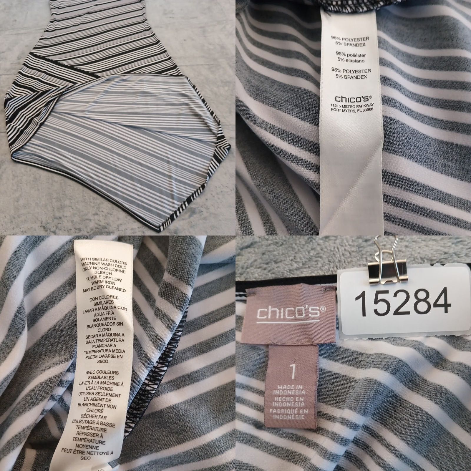 Vintage Chico's Maxi Dress Black Striped Asymmetric Sleeveless Pullover V-Neck Size 1 Polyester Spandex Women Dress Long Vintage No Size XS / US 0-2 / IT 36-38 - 8 Thumbnail