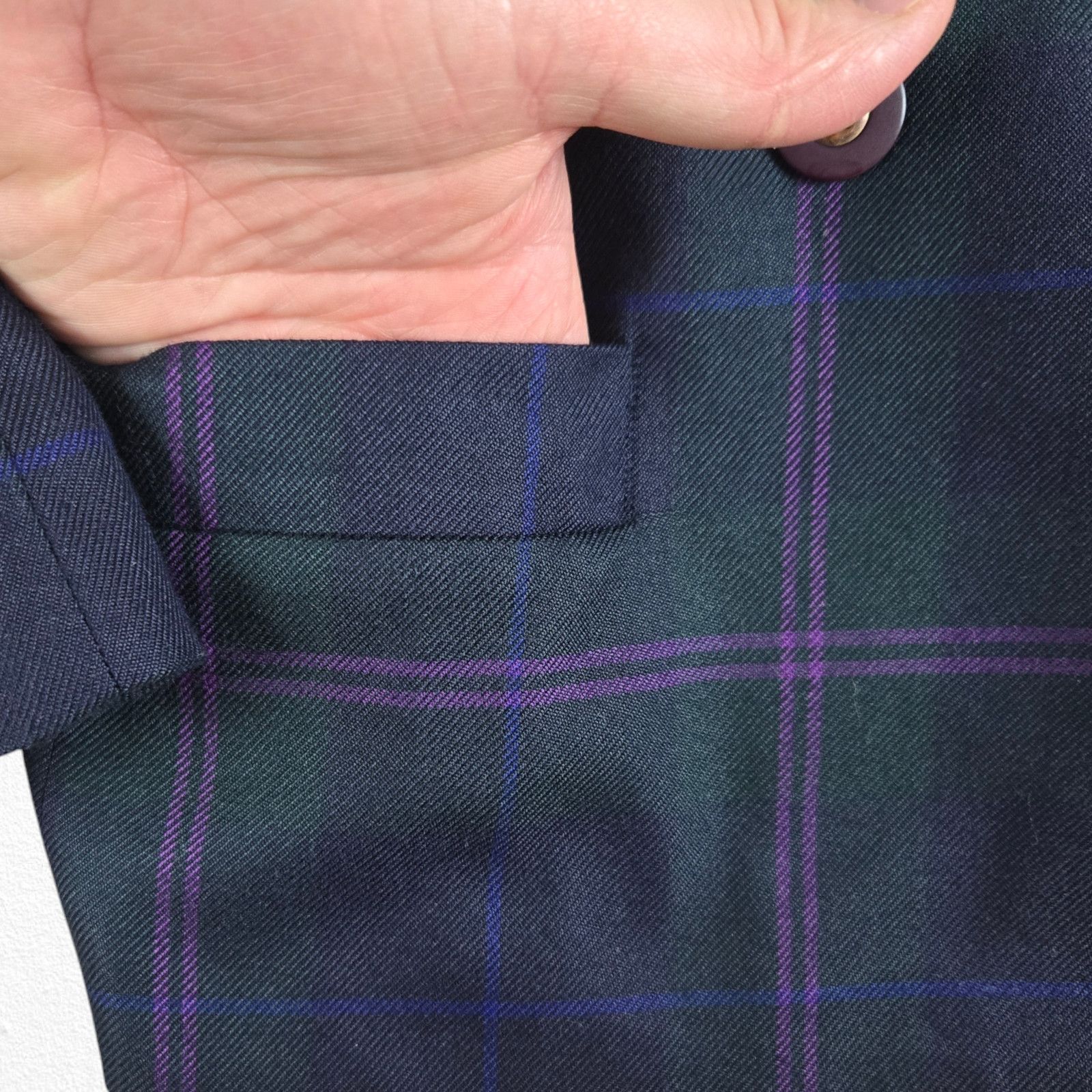 Vintage 80s Black Purple Plaid Double Breasted Power Blazer Size 14 Size XL / US 12-14 / IT 48-50 - 7 Thumbnail