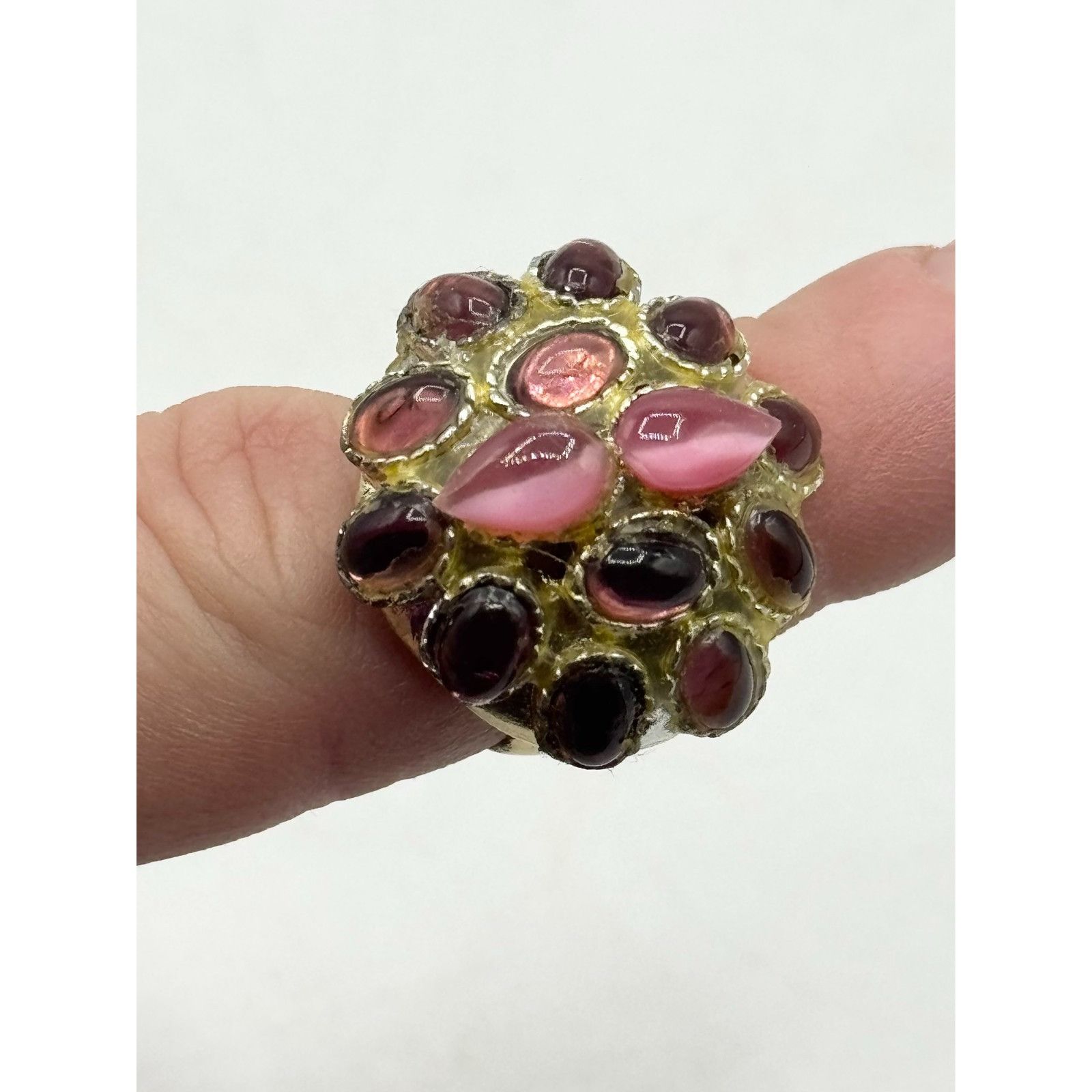 Vintage Vintage purple rhinestone adjustable cocktail ring Size ONE SIZE - 2 Thumbnail