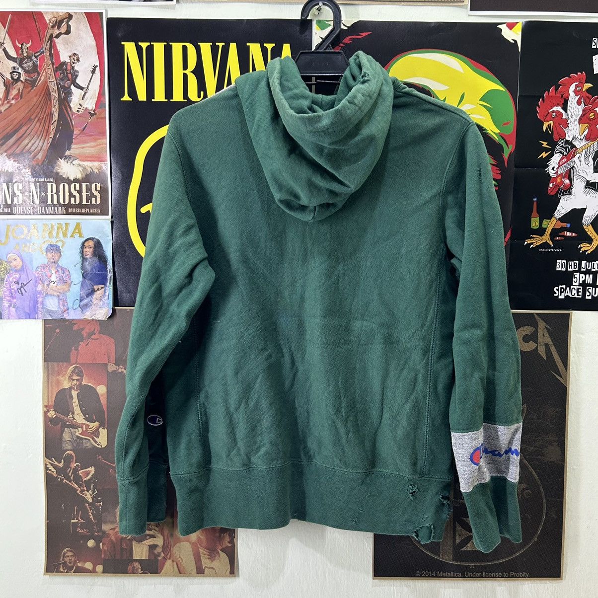 Champion Vintage Champion Two Colour Green/Grey Distressed Hoodie Size US M / EU 48-50 / 2 - 10 Thumbnail