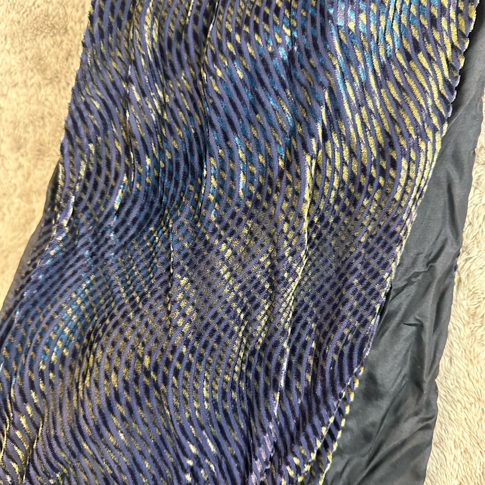 Other Segalini Italy Silk Rayon Scarf Blue Gold Plush Velvet Feel Size ONE SIZE - 3 Thumbnail