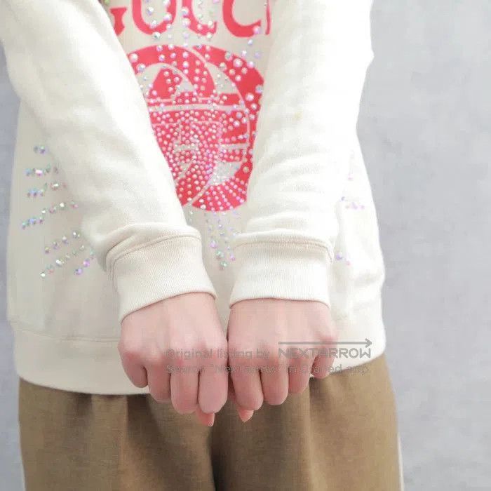 Gucci Gucci White Red Logo Rhinestone Sweatshirt. Size S / US 4 / IT 40 - 5 Thumbnail