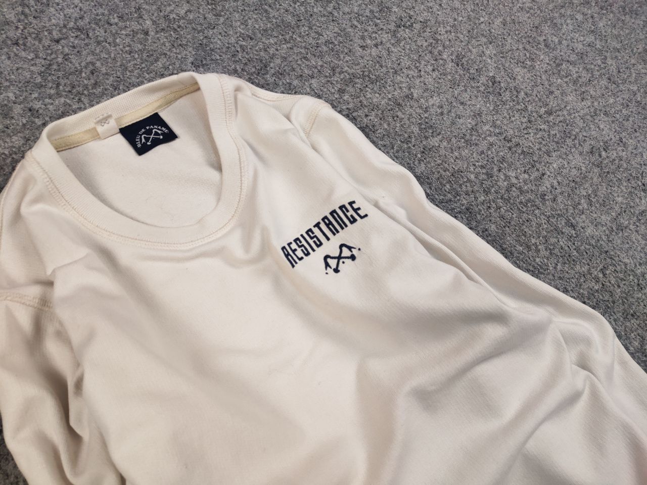 Bleu De Paname Bleu De Paname Crew Check Logo Jumper Beige Sweatshirt Size US M / EU 48-50 / 2 - 12 Thumbnail