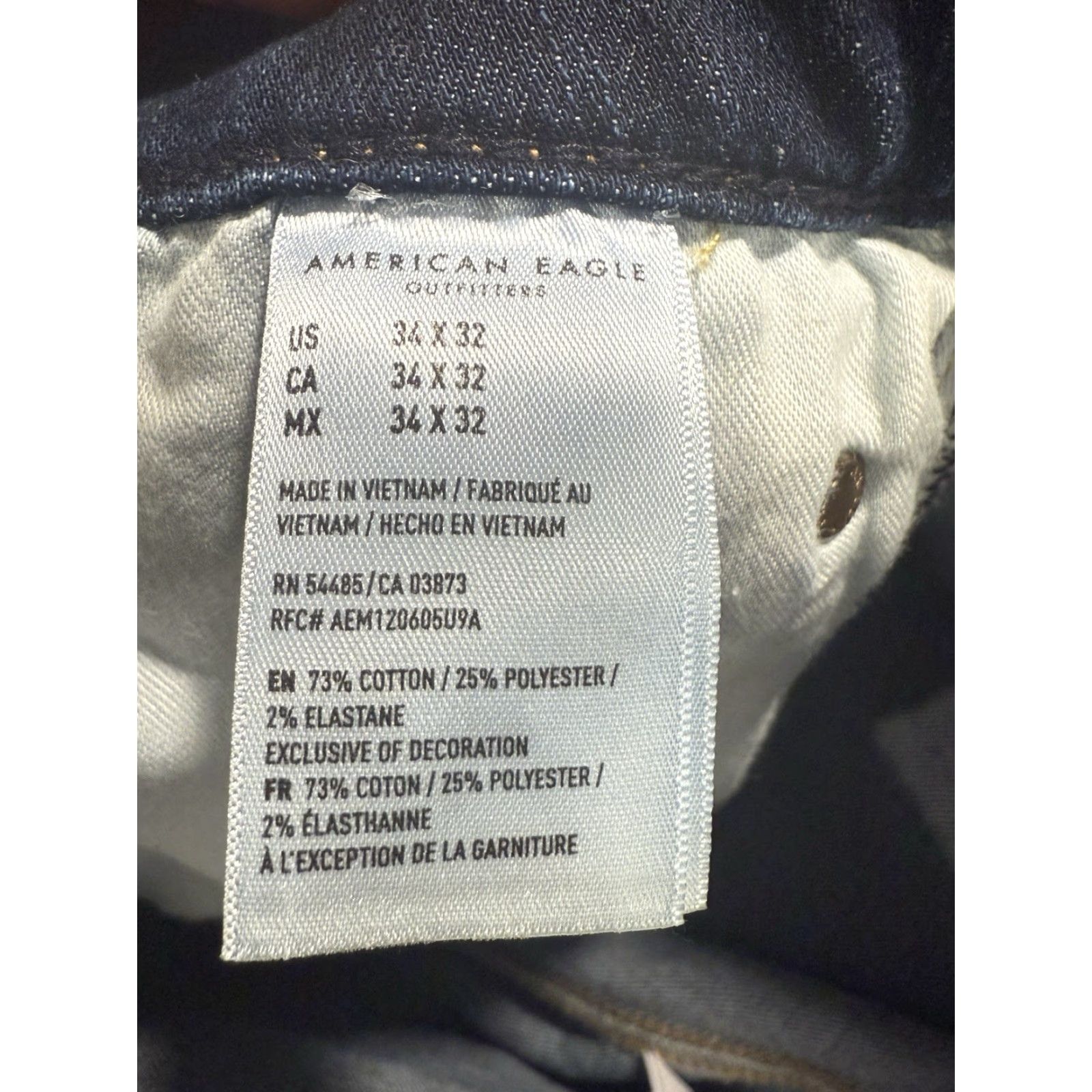 Vintage American Eagle Jeans Mens 34x31.5 Airflex Plus Slim Stretch Denim NWT Size US 34 / EU 50 - 6 Thumbnail