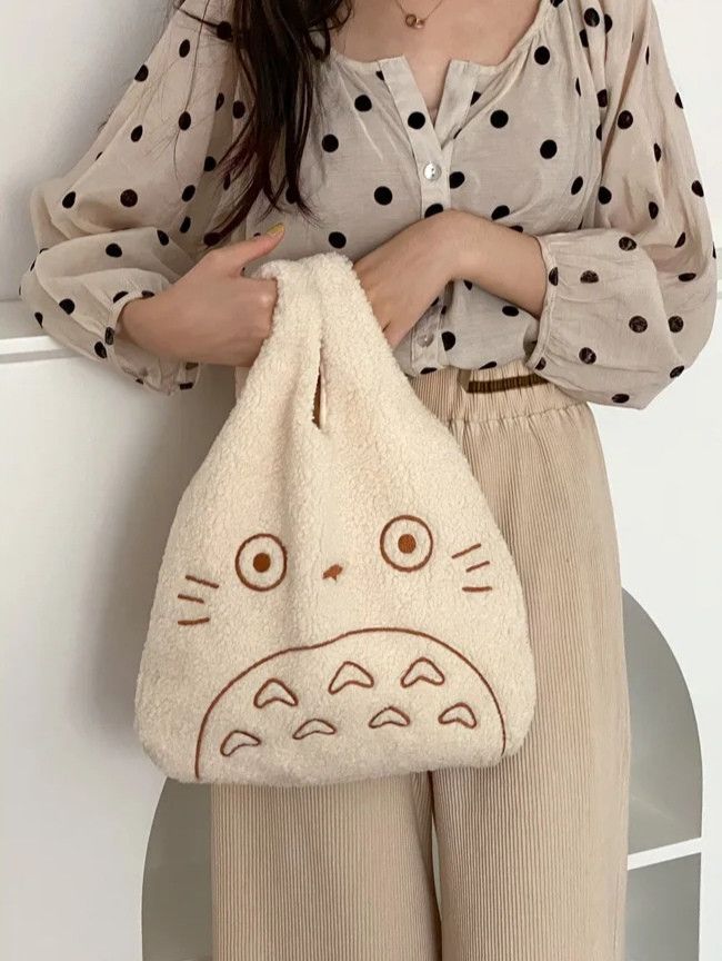 The Unbranded Brand Simple Lamb Wool Beige Color Shoulder Bag Size ONE SIZE - 3 Thumbnail