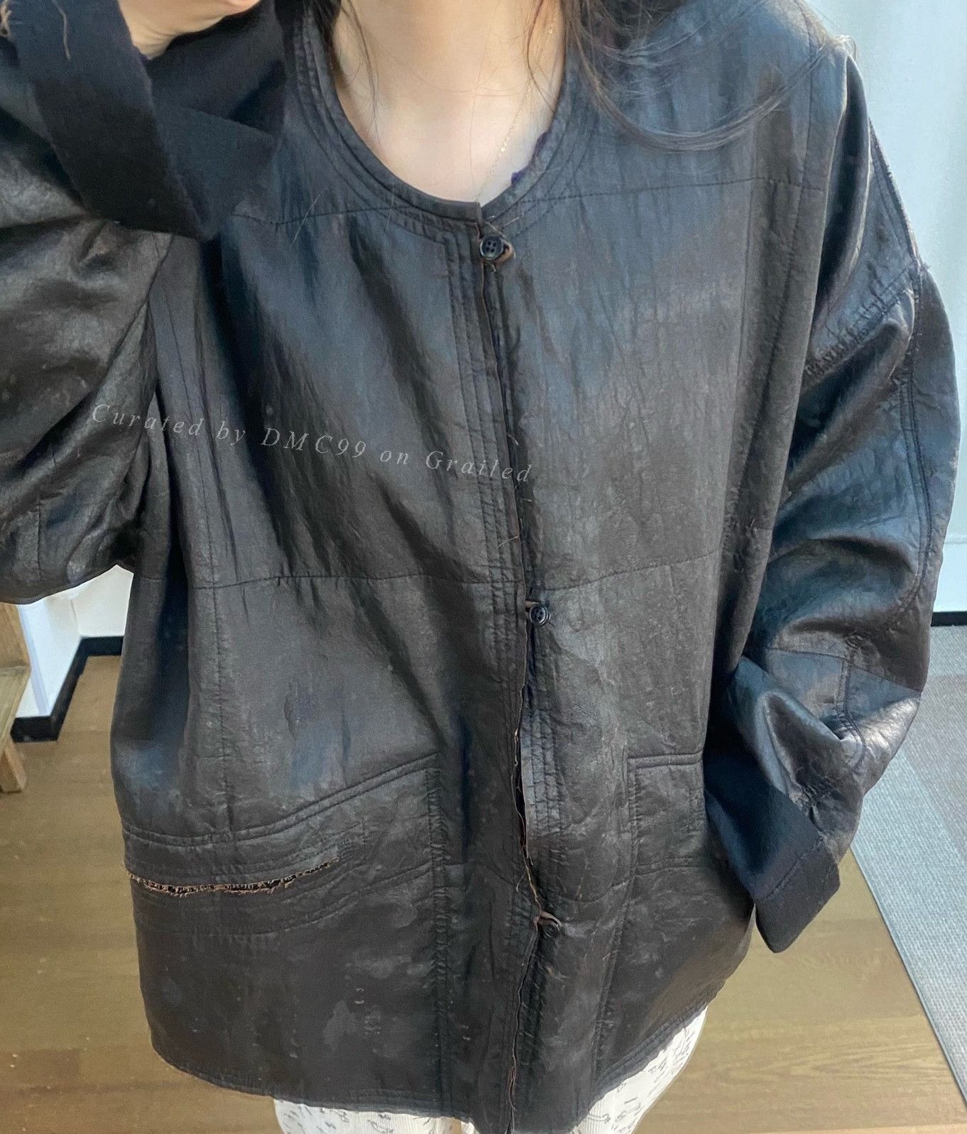 Other Vintage Distressed Collarless Loose Coat Size M / US 6-8 / IT 42-44 - 1 Thumbnail