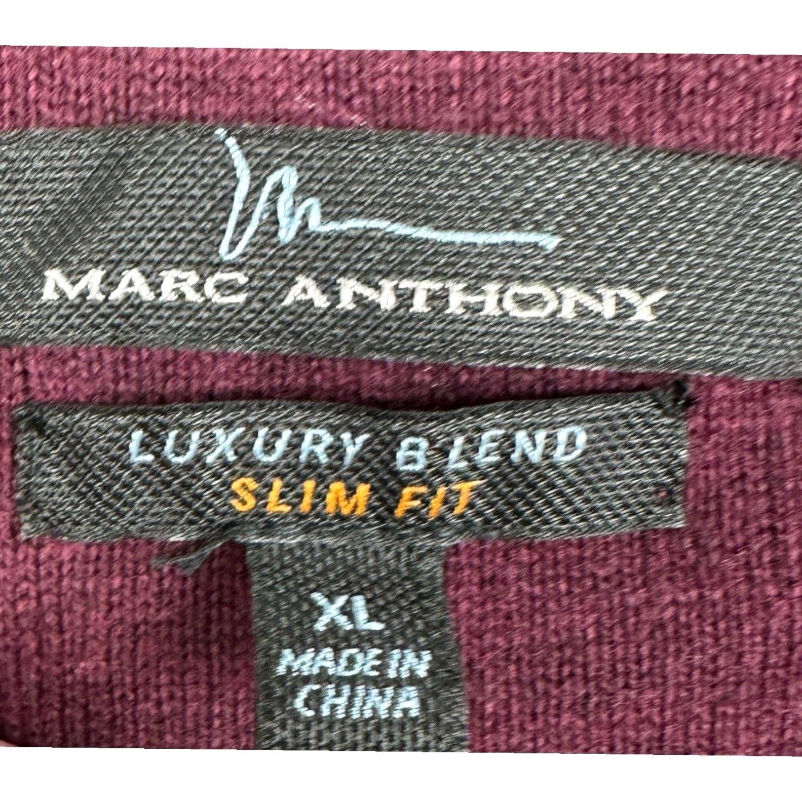 Vintage Marc Anthony Sweater Mens XL V-Neck Pullover Slim Fit Burgundy Purple Knit Wool Blend Cashmere Merino Wool Cotton Size US XL / EU 56 / 4 - 4 Thumbnail