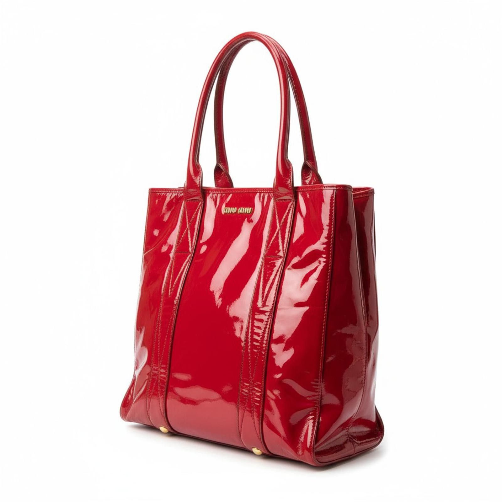 Miu Miu Miu Miu - Red Patent Leather Tote Bag Size ONE SIZE - 1 Thumbnail