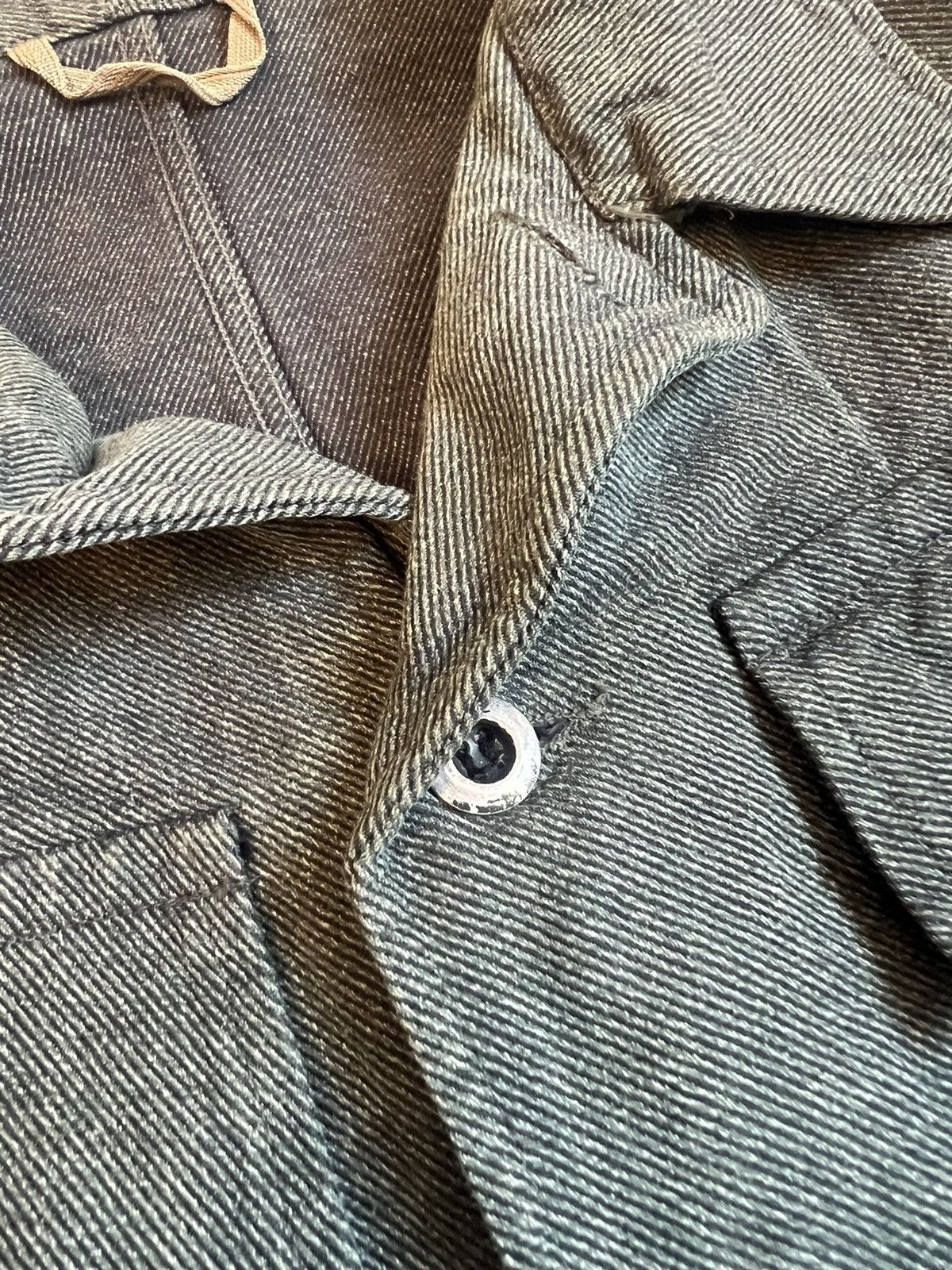 Vintage 50's Swedish Army Military Heavy Denim Work Jacket Size US L / EU 52-54 / 3 - 4 Thumbnail