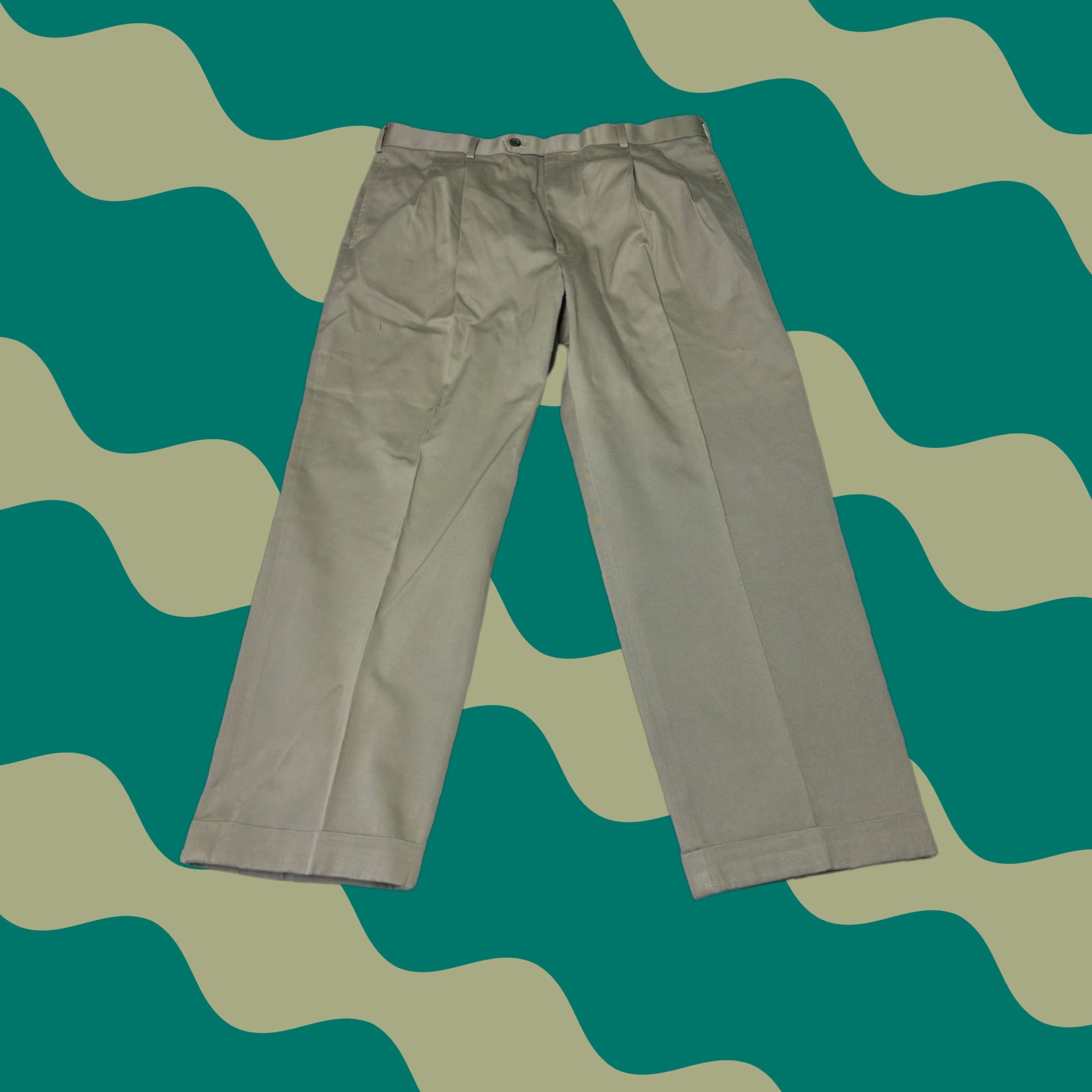 Brooks Brothers Brooks Brothers Country Club Mens Pants Chino Straight Leg 38x28 Khaki Pleated Cuffed Cotton Size US 38 / EU 54 - 1 Thumbnail