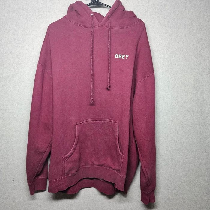 Burgundy obey online hoodie