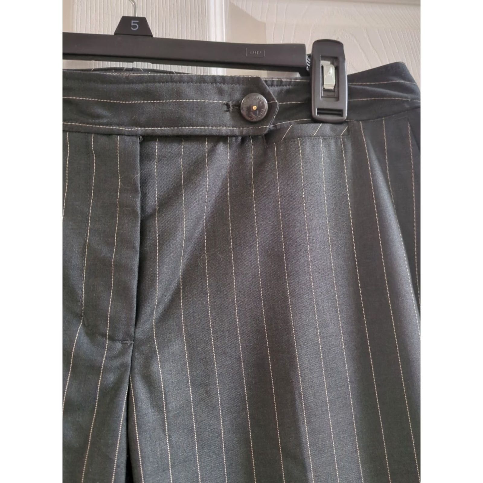 Isaac Mizrahi Isaac Mizrahi Black Pinstripes Dress Pants Women's Wide-Leg Size 8 Shaping Regular Pants Size 30" / US 8 / IT 44 - 2 Thumbnail